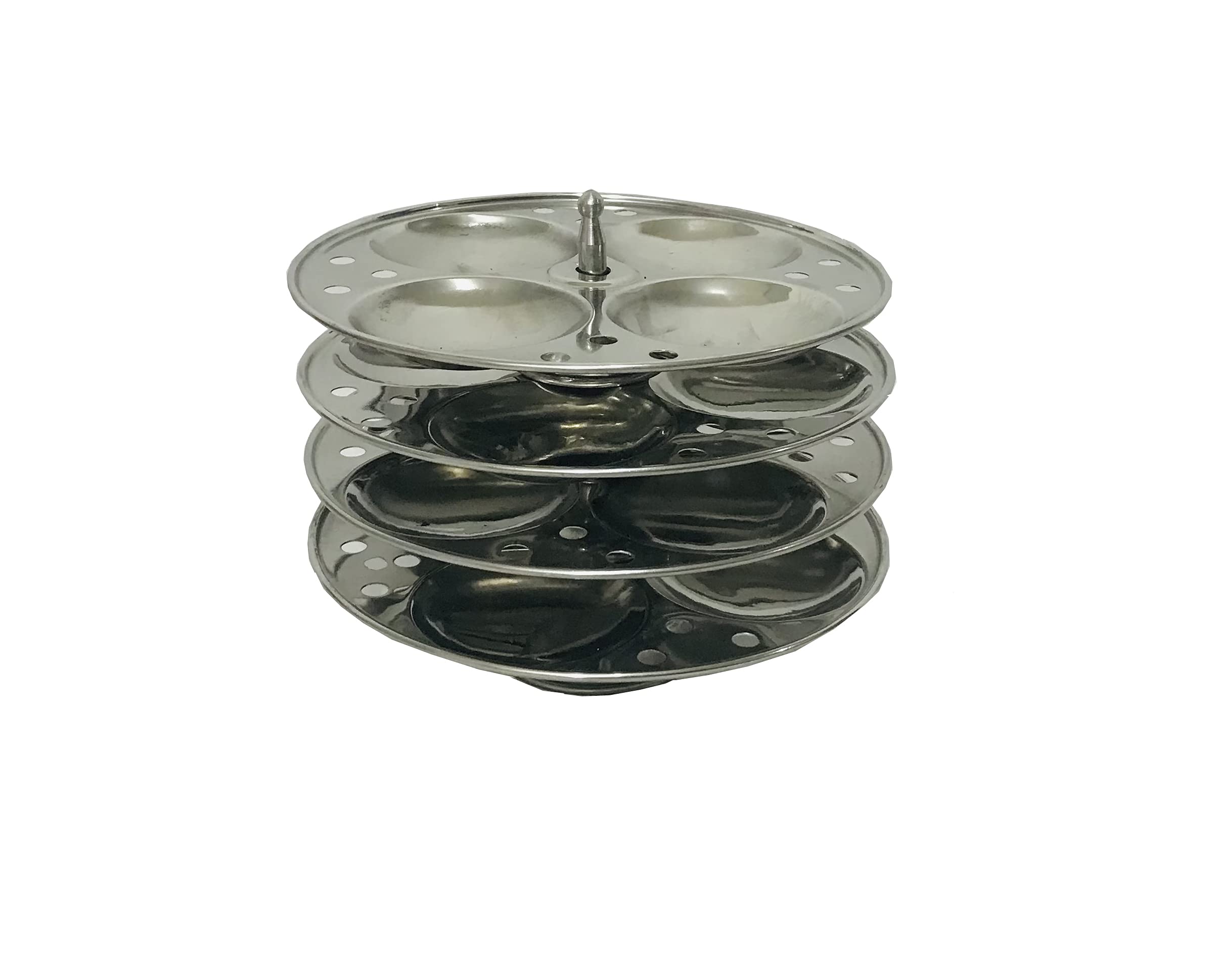 Premium 4-Tier Stainless Steel Idli Maker Steamer - 16 Idli Capacity, Silver Kitchen Appliance for Indian Cooking | Perfect for Home Kitchens, Restaurants & Traditional South Indian Breakfast Preparation