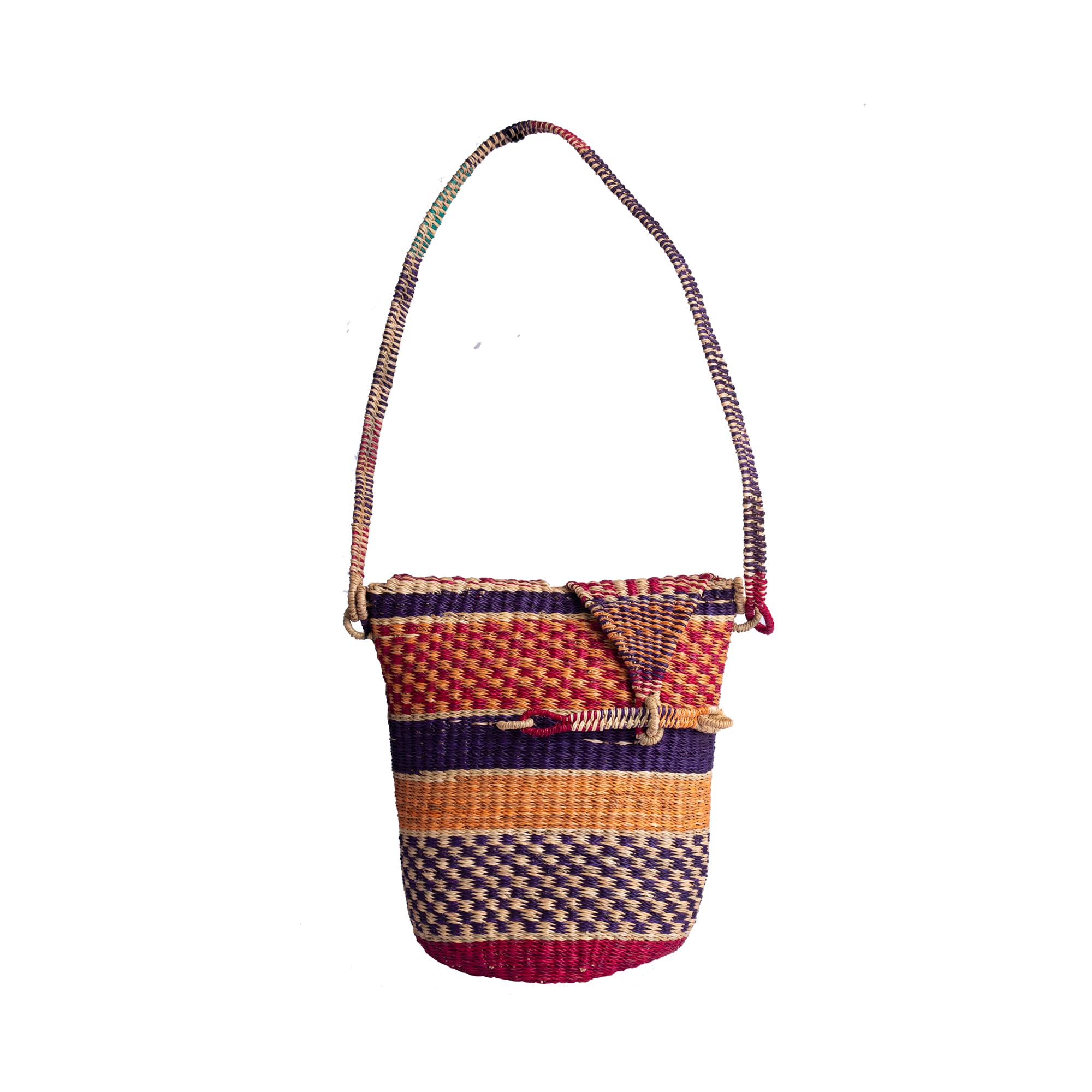 Handwoven Bolgatanga Baskets - Set of 2, Natural Fiber Storage Baskets for Home Decor, Organizing, and Picnic Use