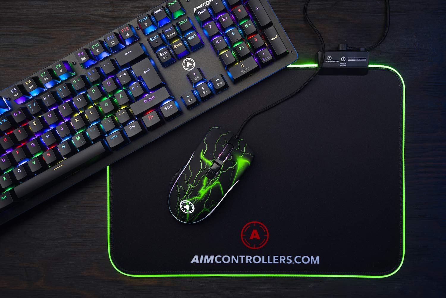 AimControllers Gaming PC Mouse Wired - 200-10000 DPI RGB LED Ergonomic Mouse with 7 Programmable Buttons & Optical Sensor for Windows 10, USB (Storm Green) - Perfect for FPS, MOBA & MMO Gaming, Office Work & Graphic Design