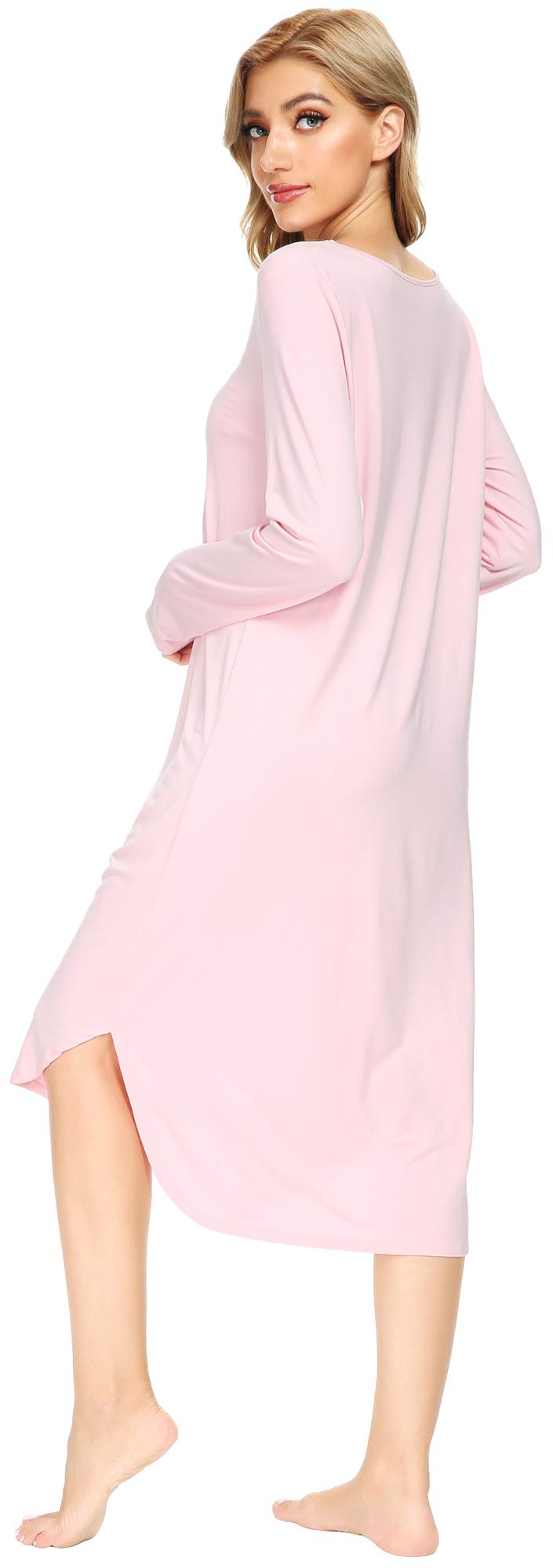 Soft Bamboo Nightgowns for Women - Long Sleeve Sleep Shirt & Comfy Loungewear - Plus Size S-4X - Perfect for Relaxing at Home, Sleeping & Lounging