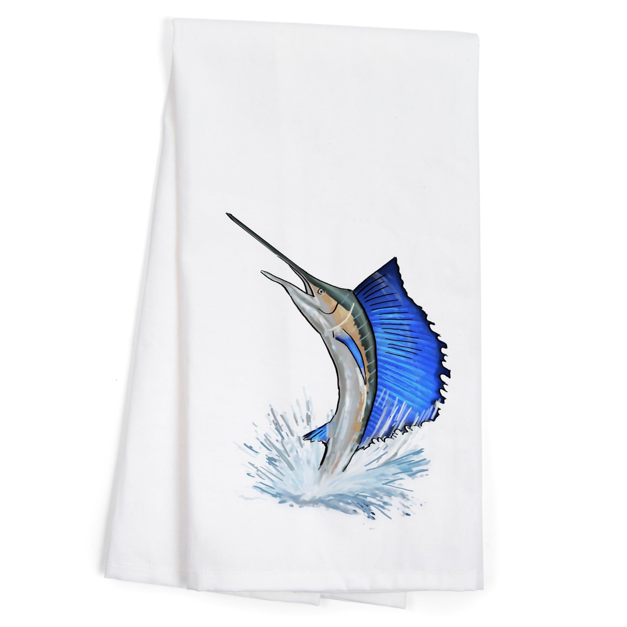Sailfish Cotton Tea Towel - 100% Premium Cotton Decorative Hand Towel for Kitchen & Home Decor - Perfect for Dish Drying, Gift Giving & Coastal-Themed Decor