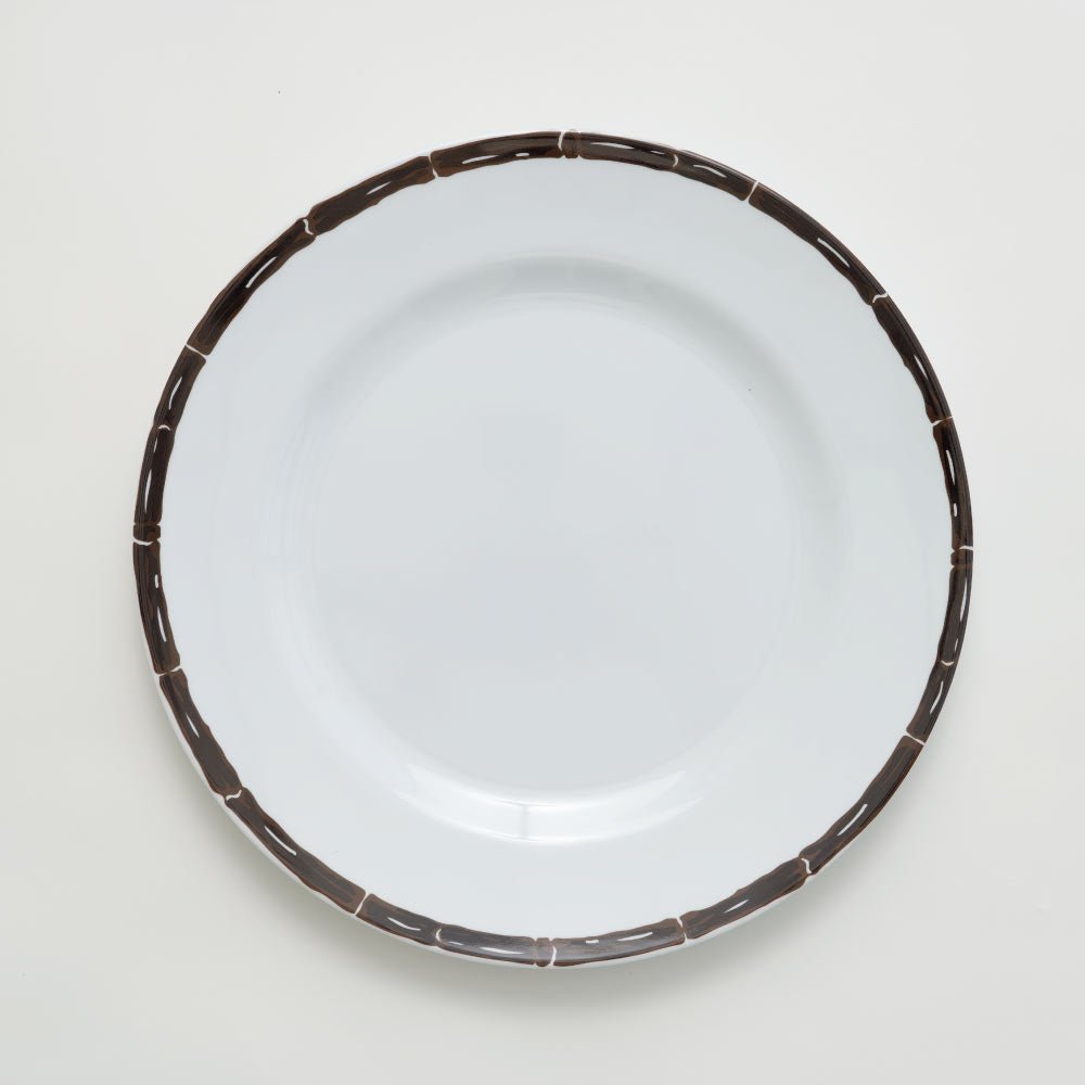 Eco-Friendly Brown Bamboo Melamine Dinner Plates - Set of 6 | Durable & Lightweight Dishware for Outdoor Picnics, Camping & Everyday Use