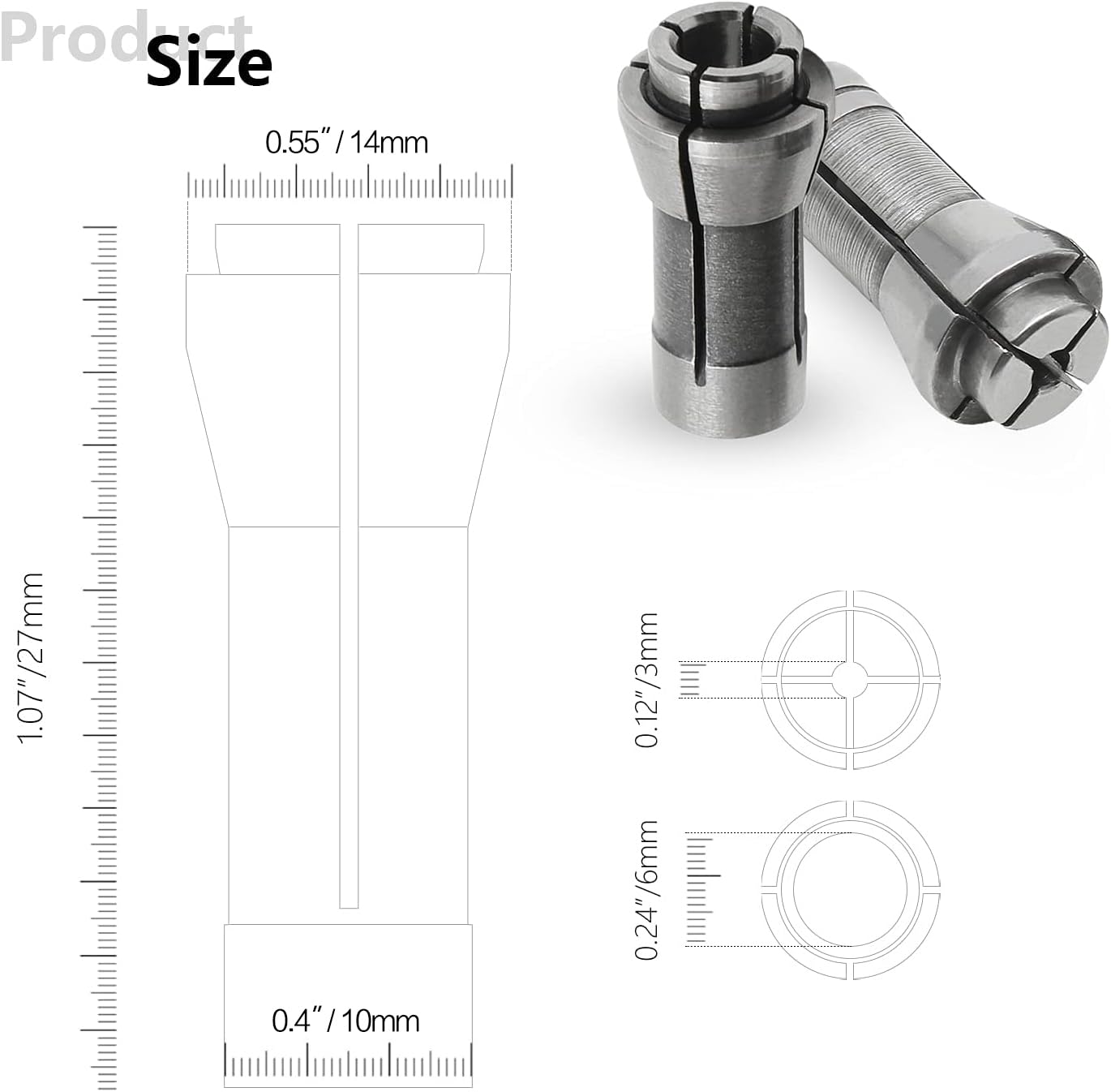 Murtenze 4-Piece Die Grinder Collet Set - 1/4