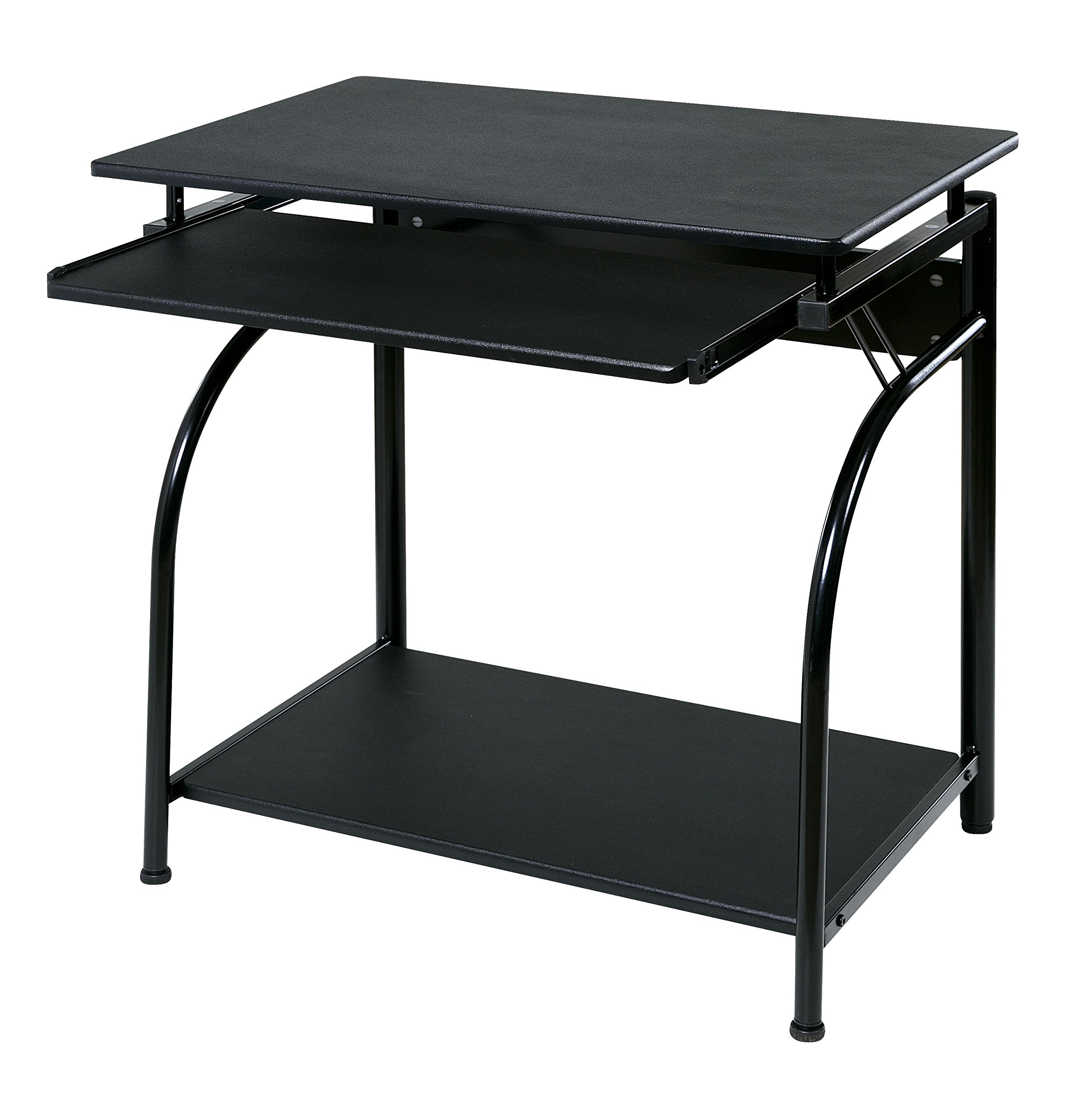 OneSpace Stanton Desk with Pullout Keyboard Tray - Black Computer Desk for Home Office, Gaming & Study - Ergonomic Workstation with Storage Shelf