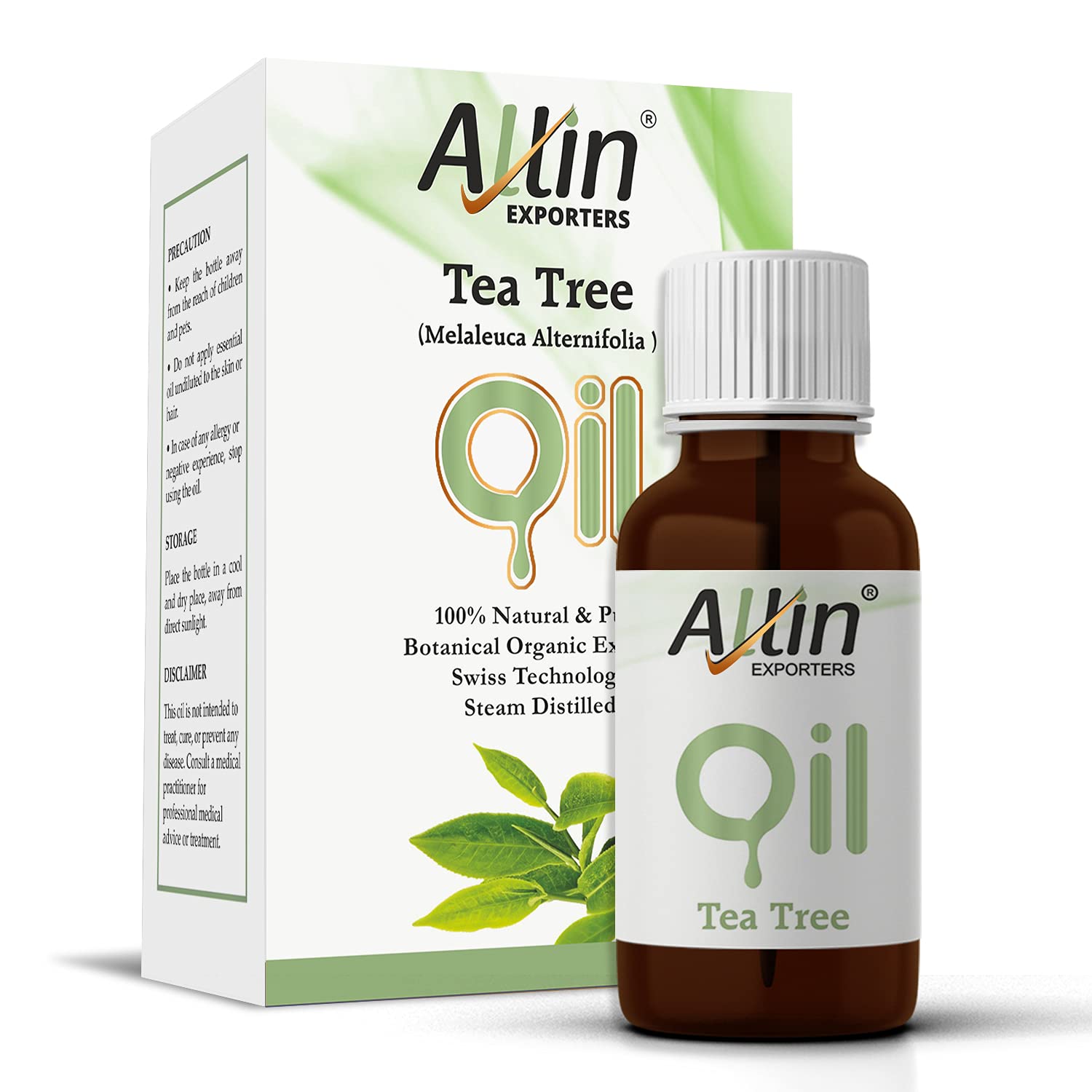 Pure Tea Tree Essential Oil 15ml - Undiluted, Therapeutic Grade for Healthy Skin, Hair & Face | Aromatherapy, Acne Treatment & DIY Beauty | Allin Exporters