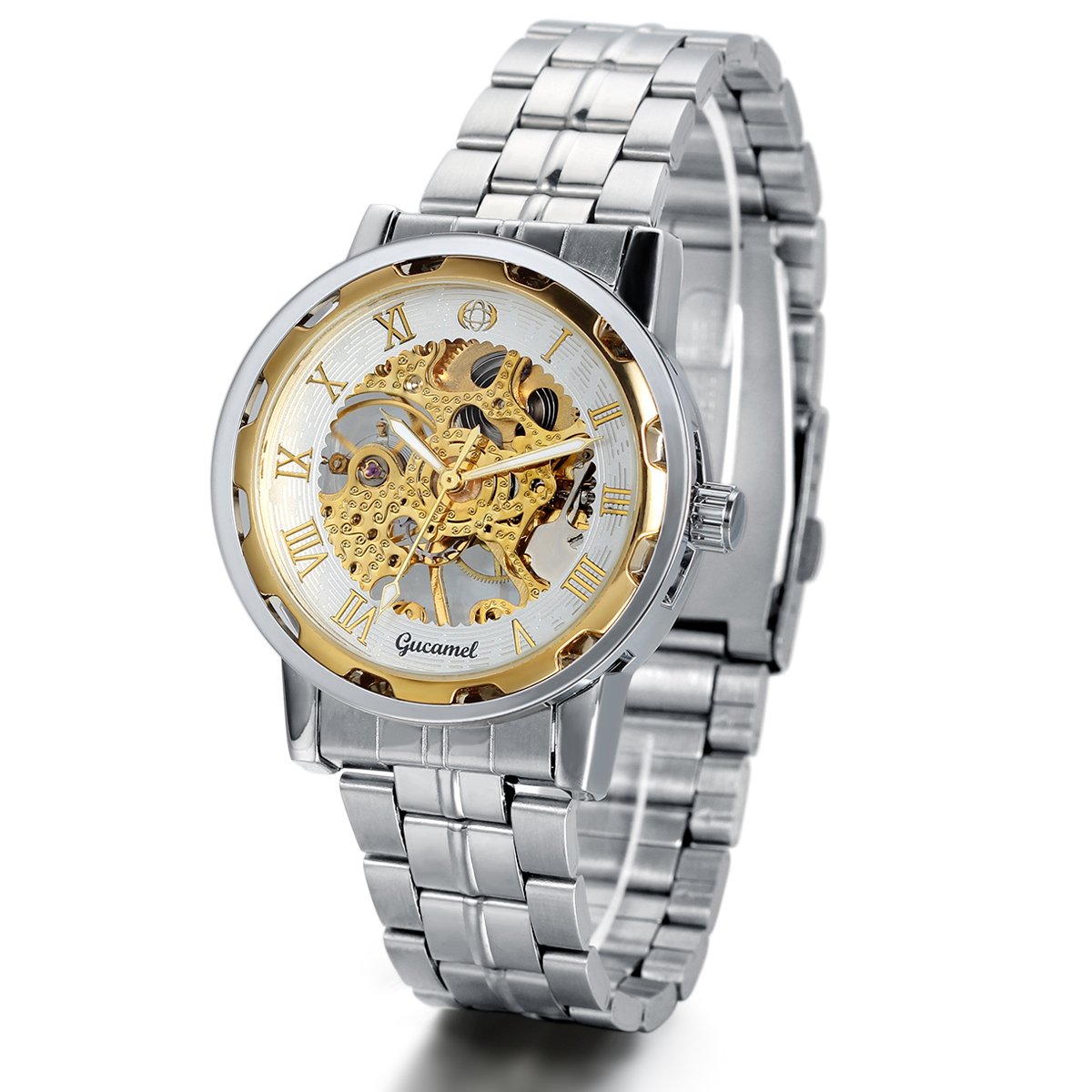 Men's Skeleton Hand-Wind Watches - 2pcs Stainless Steel Band for Birthday Gifts | Formal & Casual Wear