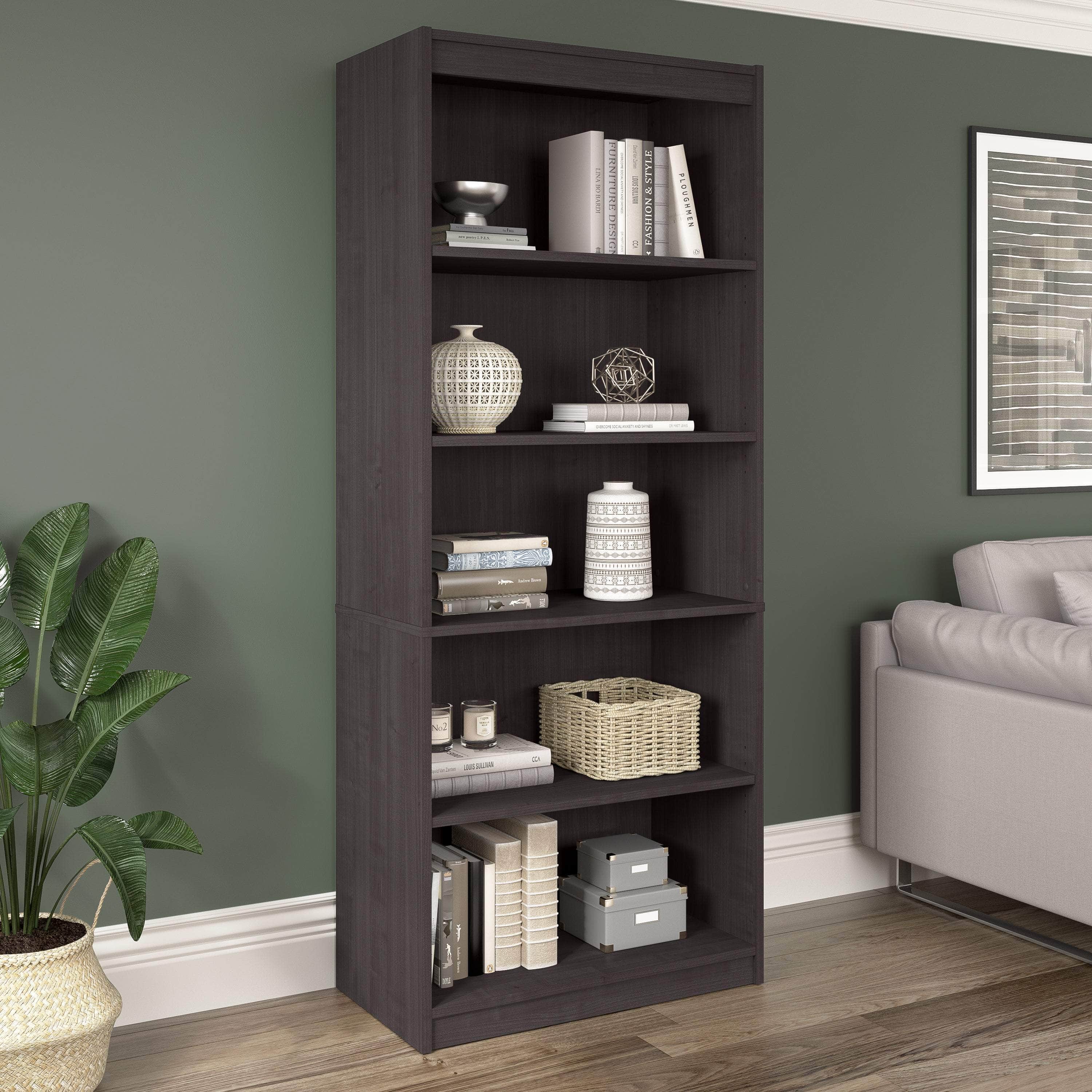 Universal 30W Standard 5-Shelf Bookcase - 4 Color Options for Home, Office & Dorm Room Organization