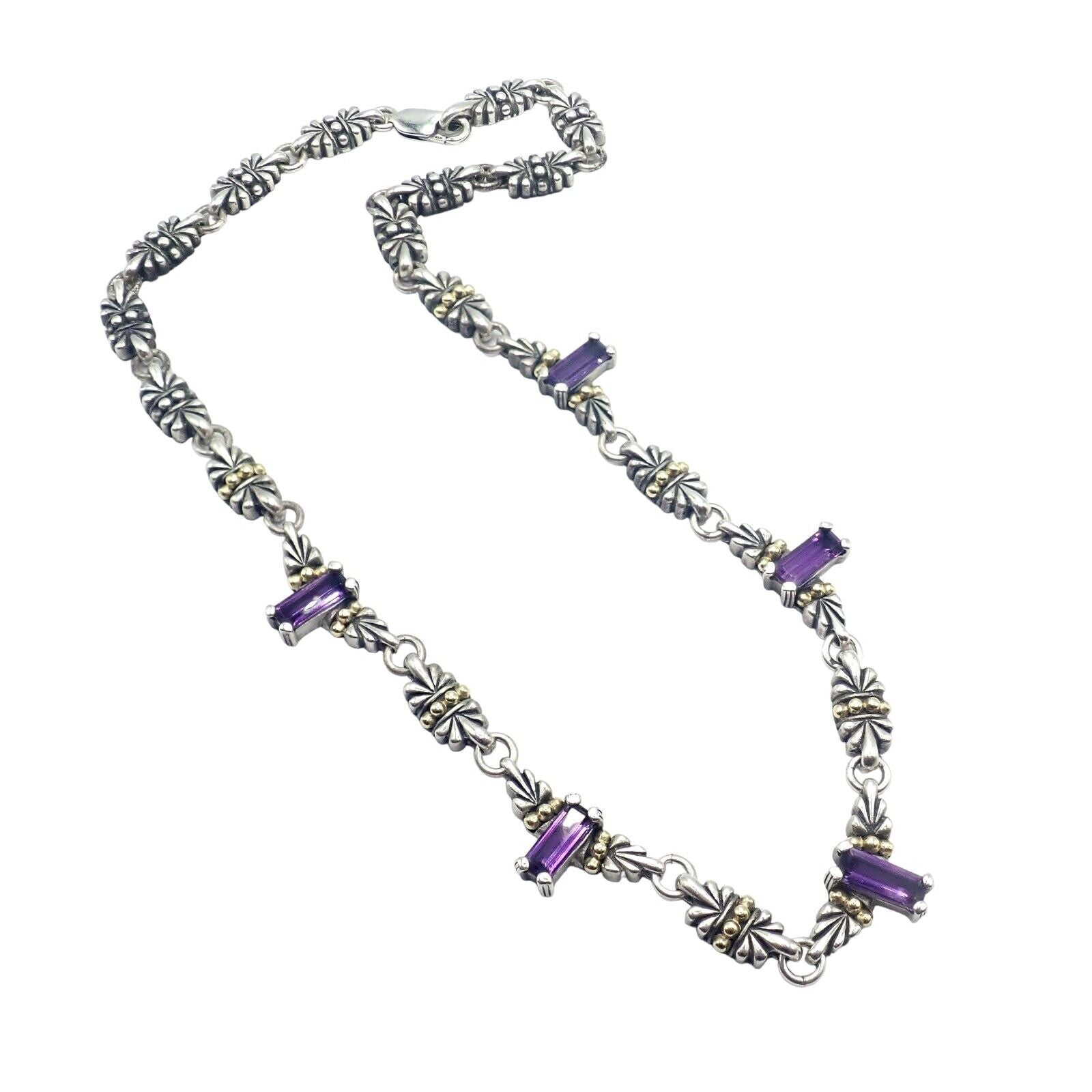 Authentic Lagos Caviar Silver & 18k Yellow Gold Amethyst Necklace | Elegant Jewelry for Women | Perfect for Weddings, Parties & Special Occasions