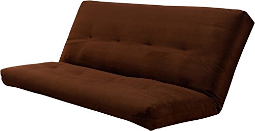 8 Inch Queen Suede Innerspring Futon Mattress - Multiple Color Options (Chocolate) | Perfect for Guest Rooms, Dorms & Small Spaces