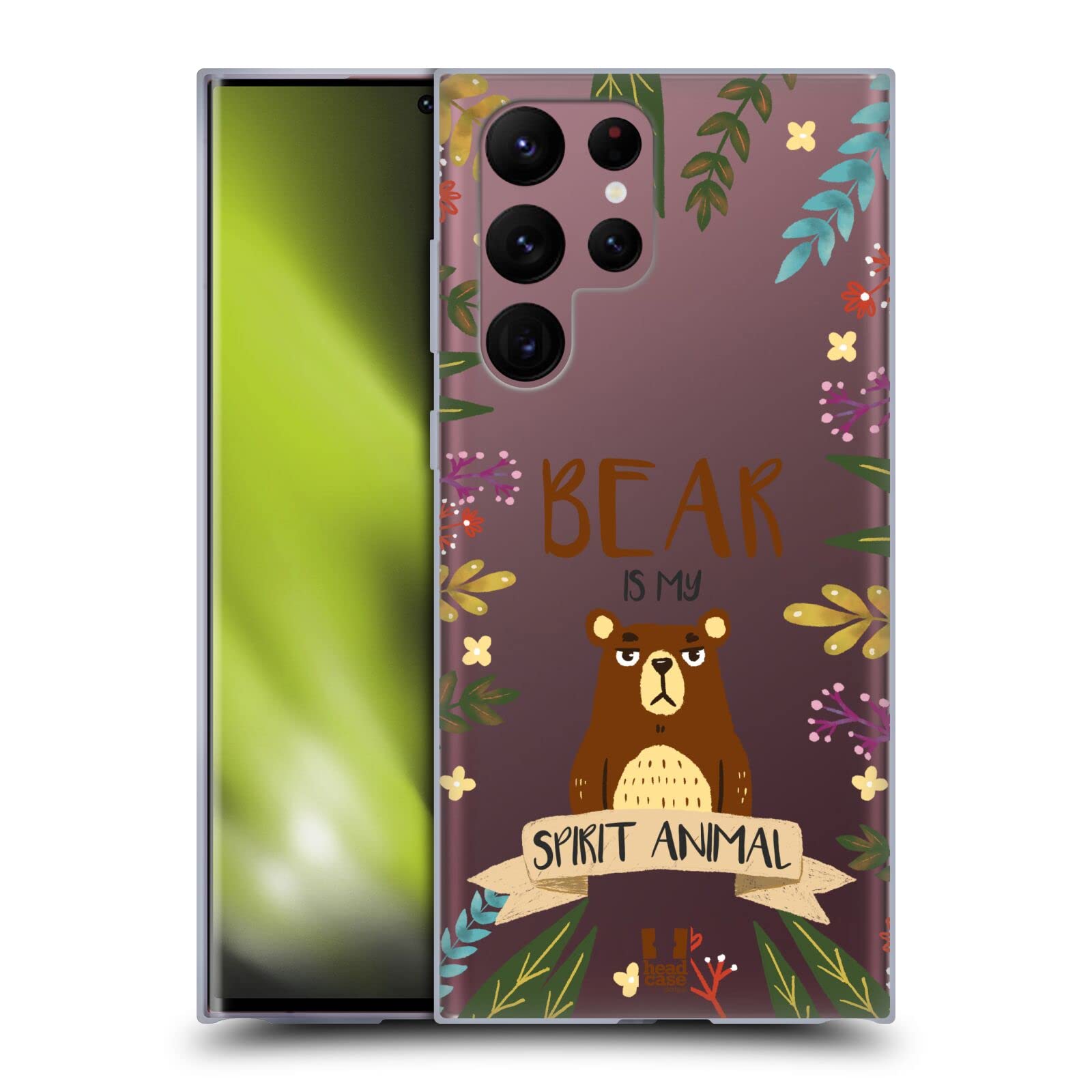 Bear Spirit Animal Illustrations Soft Gel Case for Samsung Galaxy S22 Ultra 5G - Durable Protection with Stylish Design for Everyday Use and Outdoor Adventures