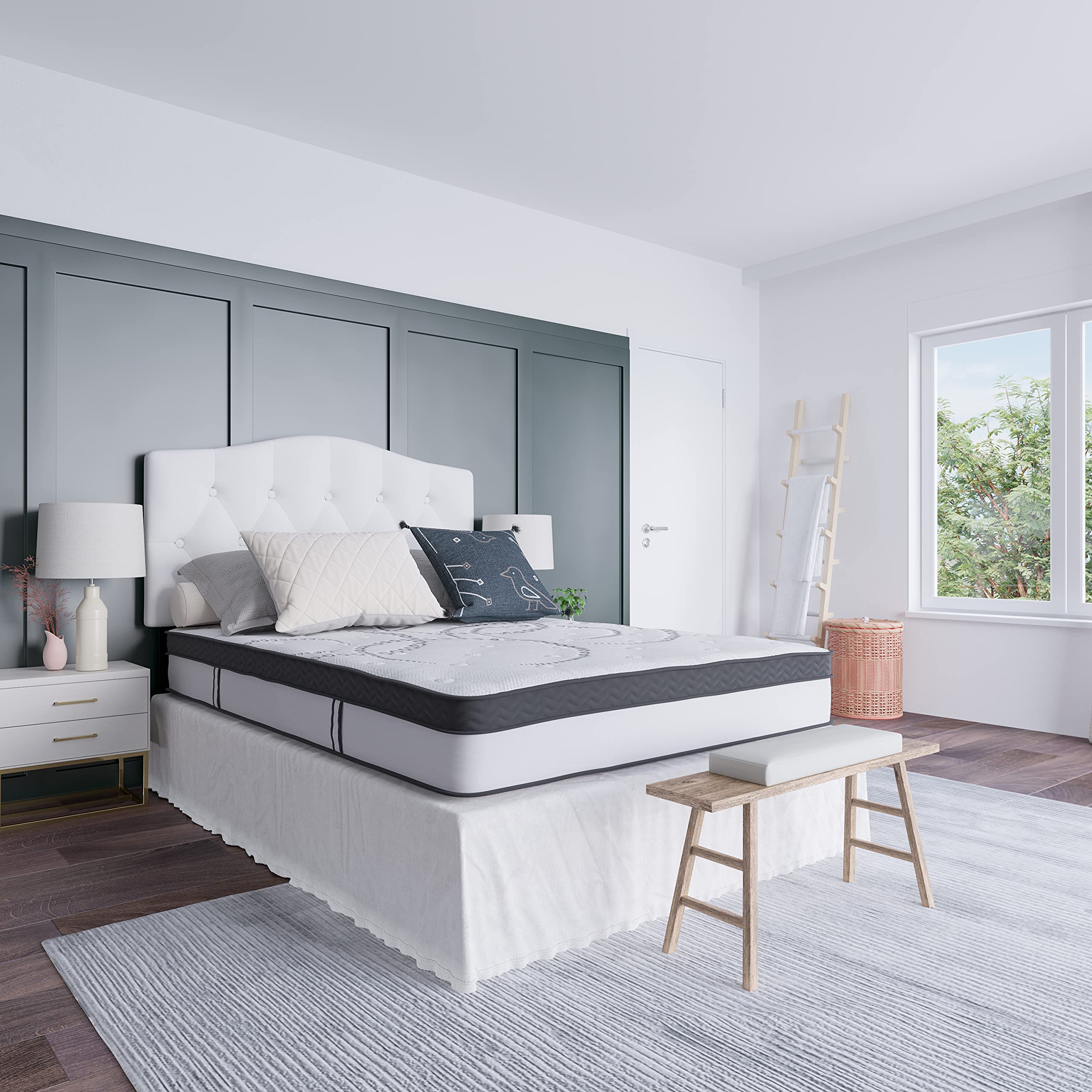 EMMA + OLIVER Astor 10 Inch Hybrid Pocket Spring Mattress - Full Size Mattress in a Box for Bedroom, Guest Room & Dorm | Medium Firm Support for Back & Side Sleepers | CertiPUR-US Certified Foam
