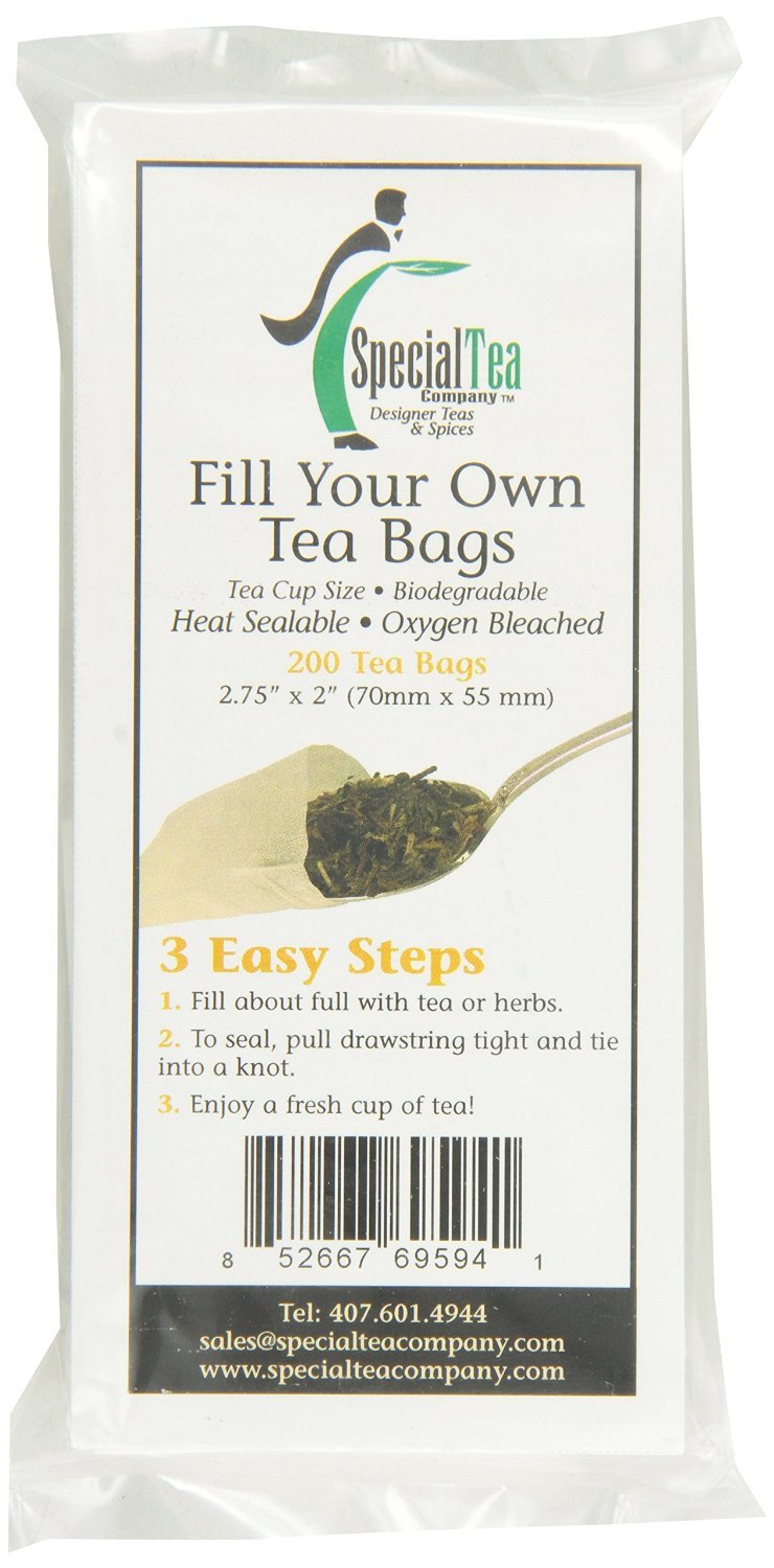 200 Count Empty Tea Bags for Loose Leaf Tea | DIY Herbal Tea Bags | Reusable & Biodegradable Tea Filters for Home Brewing, Gifts & Tea Parties