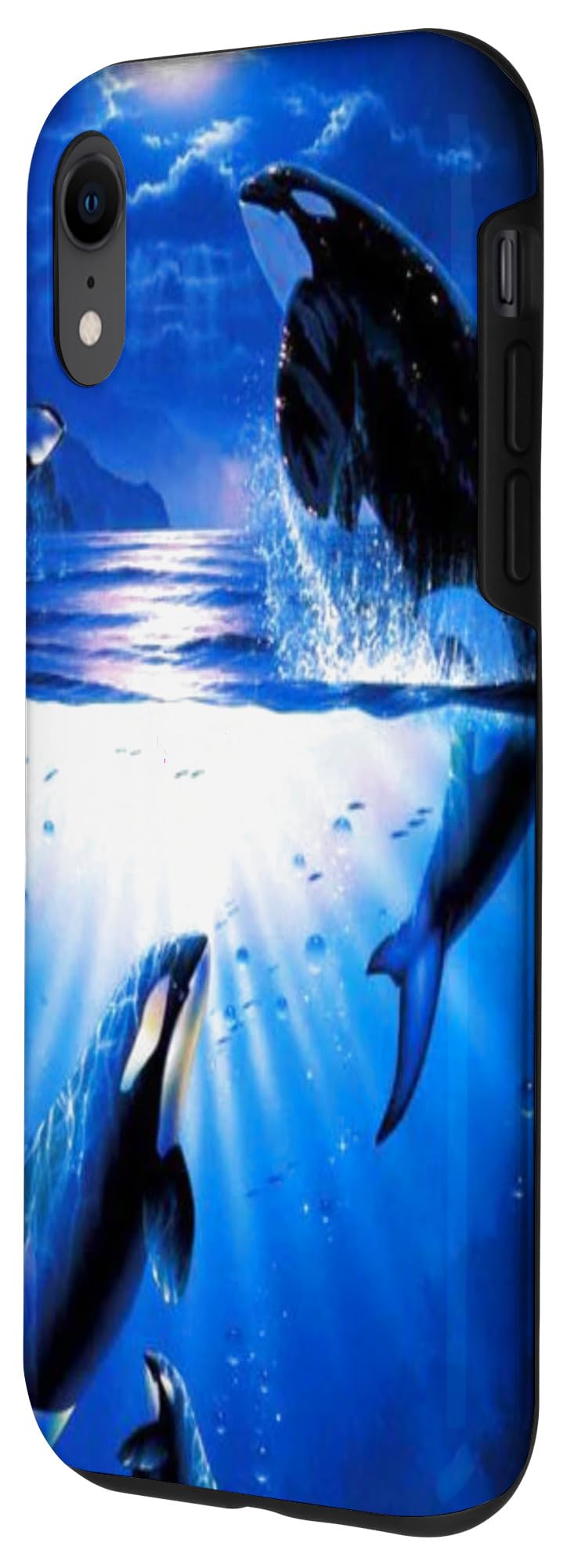 Premium iPhone XR Case - Blue Ocean Killer Whale Moonlight Design - Shockproof & Scratch-Resistant Phone Cover for Daily Use, Travel & Outdoor Activities