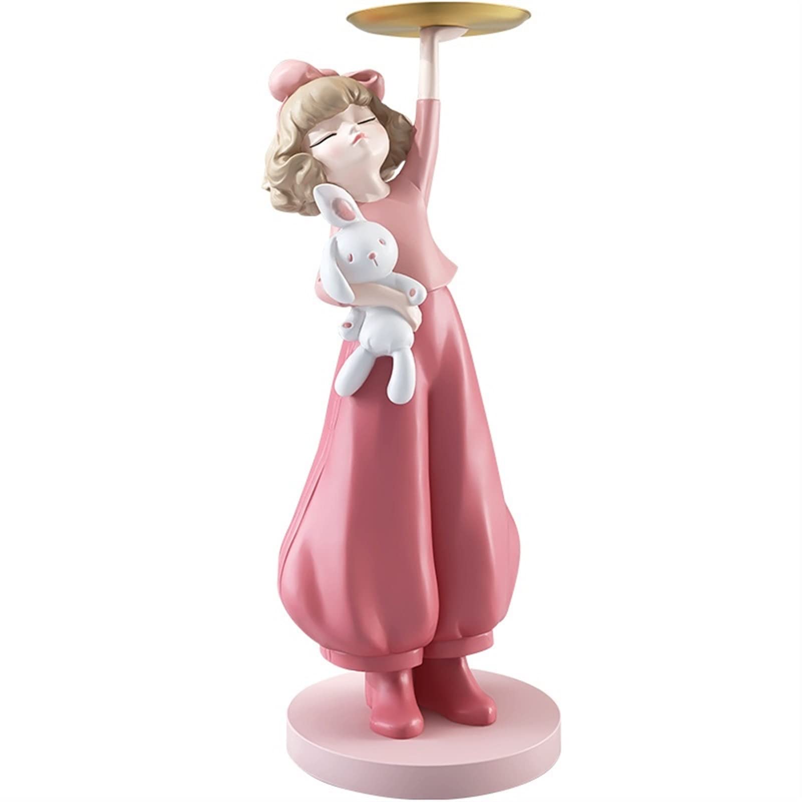 KaiLangDe Modern Pink Small Human Statue Figurine with Storage Tray - Cute Collectible Sculpture for Home Office Decor, Living Room Art Display & Desktop Decoration | Perfect Gift for Housewarming & Workspace Styling