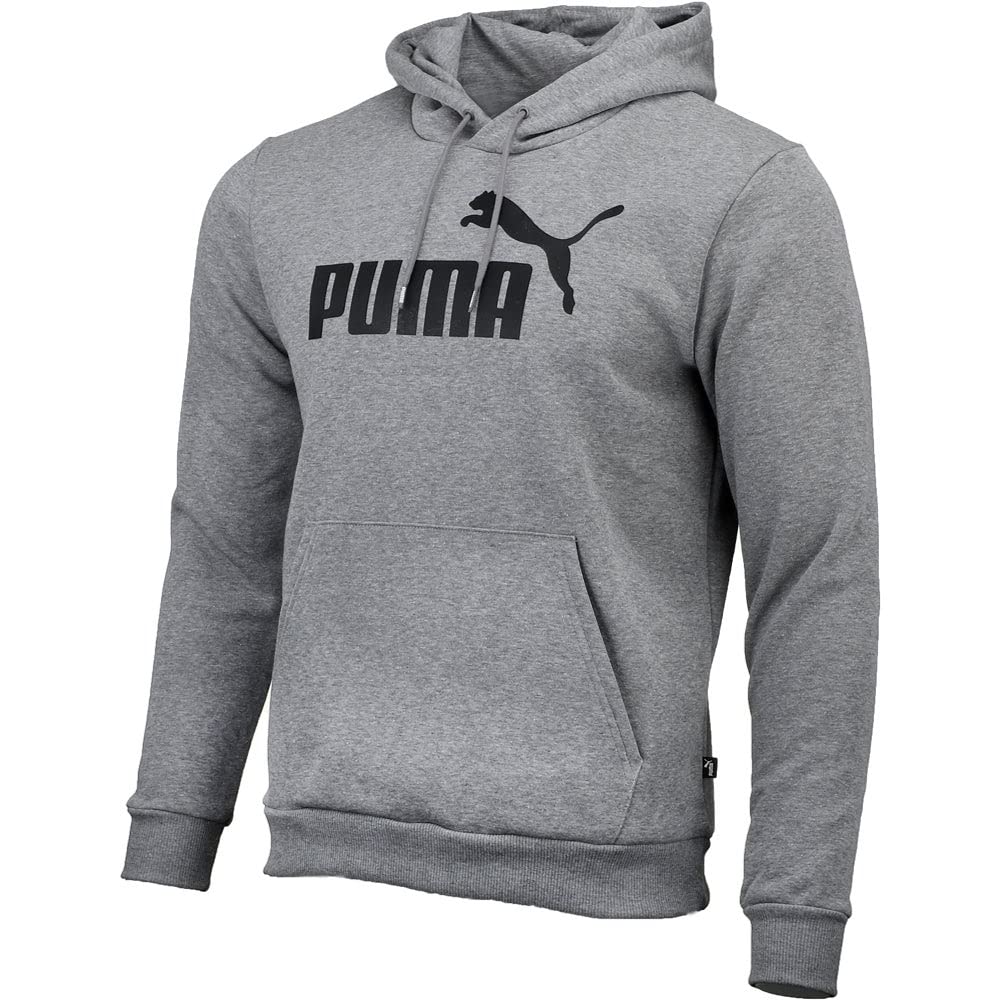 Puma Men's Essentials Logo Hoodie - Soft Cotton Pullover Sweatshirt with Front Pocket, Grey - Perfect for Casual Wear, Gym & Street Style