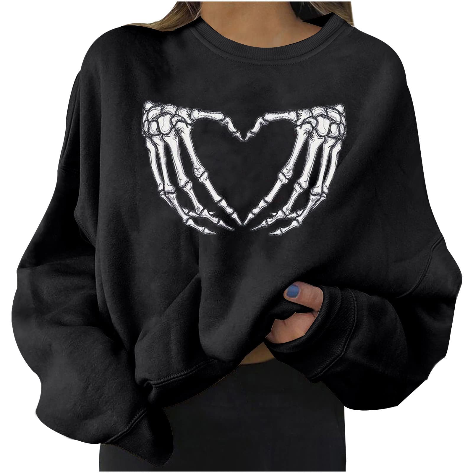 Miximx Women's Long Sleeve Graphic Print Fall Tops - Halloween Cute O-Neck Blouse for Women | Breathable Comfort for Autumn Outfits & Holiday Parties