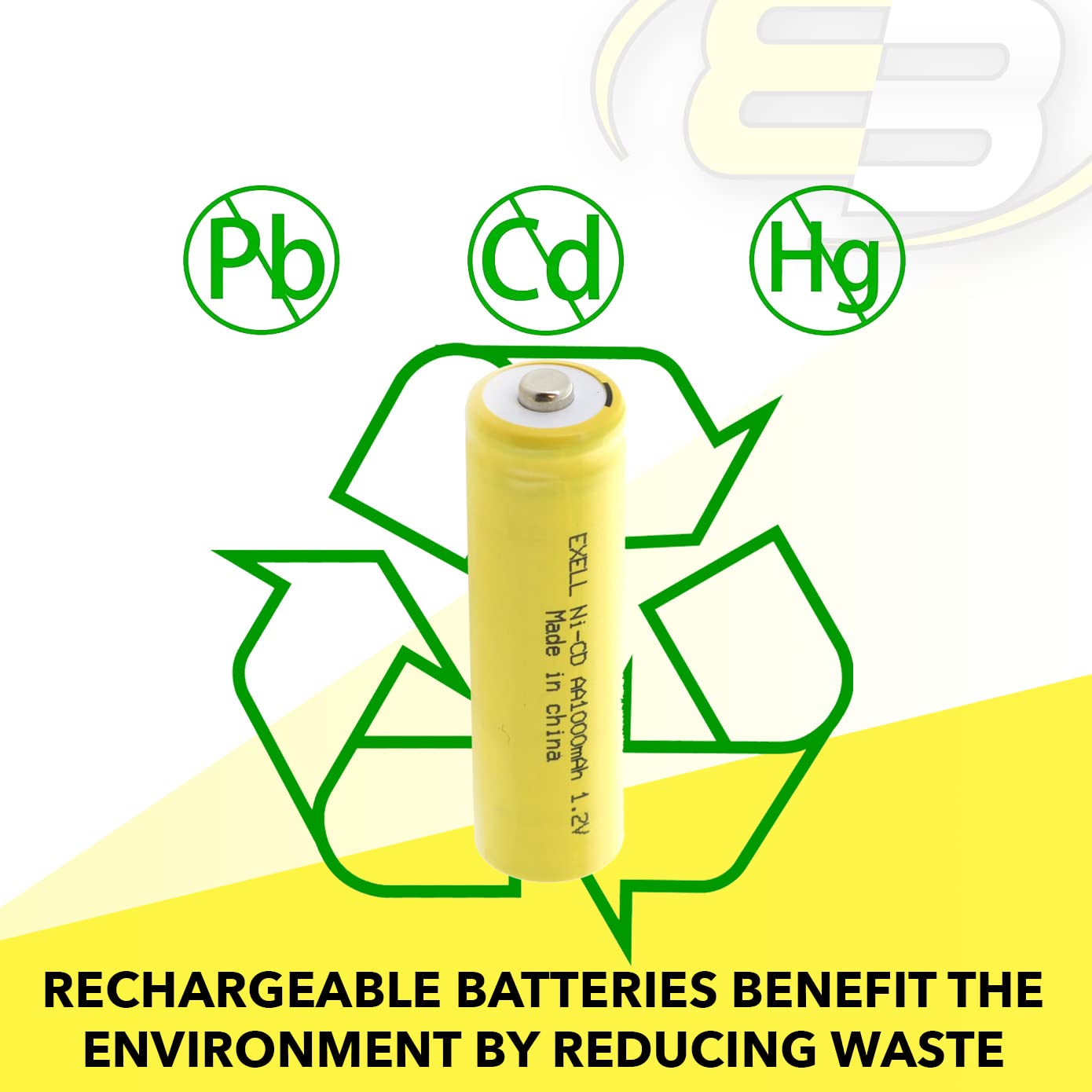 Exell 1.2V 1000mAh AA NiMH Rechargeable Batteries (5-Pack) - Button Top for Solar Lights, Outdoor & Garden Lights - Long Lasting Power for Solar Panels, Landscape Lighting & Yard Decorations