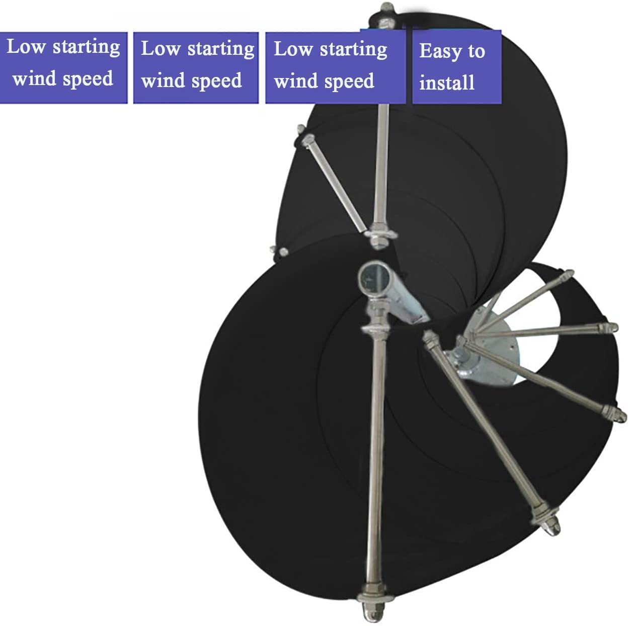 12,000W Vertical Axis Wind Turbine Generator with MPPT Charge Controller - Black | Helix Spiral Design for Residential Wind Power | Perfect for Off-Grid Homes, Cabins & Renewable Energy Systems
