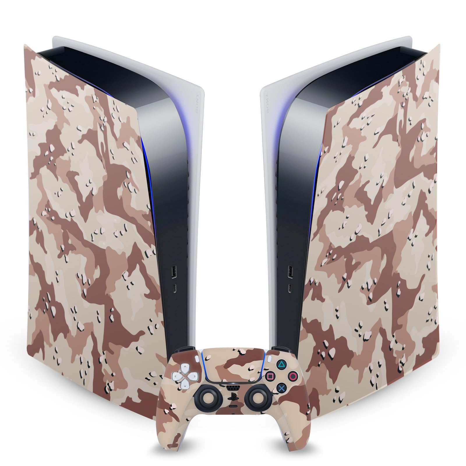 Brown Camo Vinyl Skin Cover for Sony PS5 Digital Edition & DualSense Controller - Protective Gaming Decal with Camouflage Design | Perfect for Console Protection & Gaming Setups