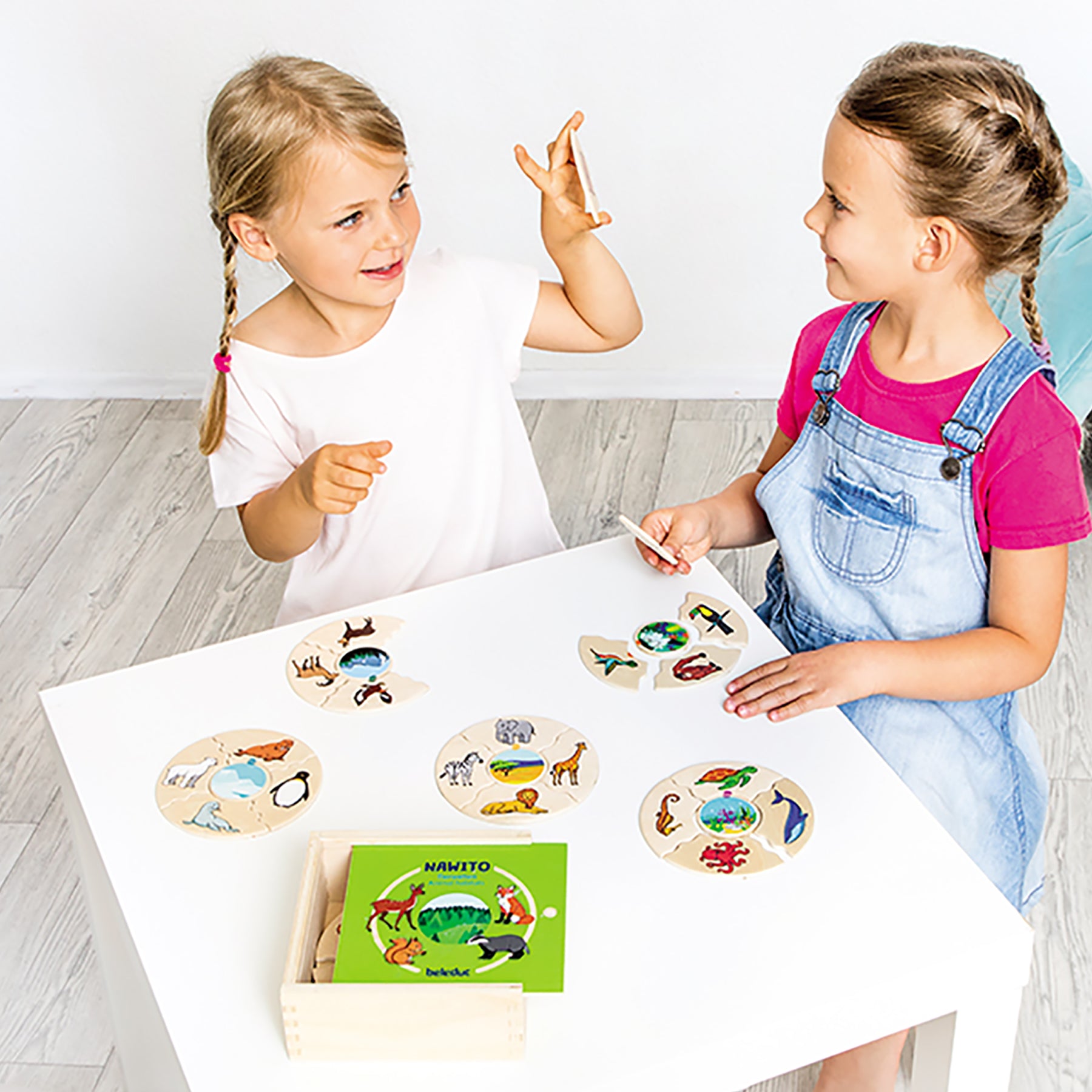 Beleduc Nawito Animal Habitats Educational Puzzle Set - Wooden Learning Toys for Kids Ages 3-5 - Montessori Wildlife Matching Game for Preschool Classroom & Homeschooling