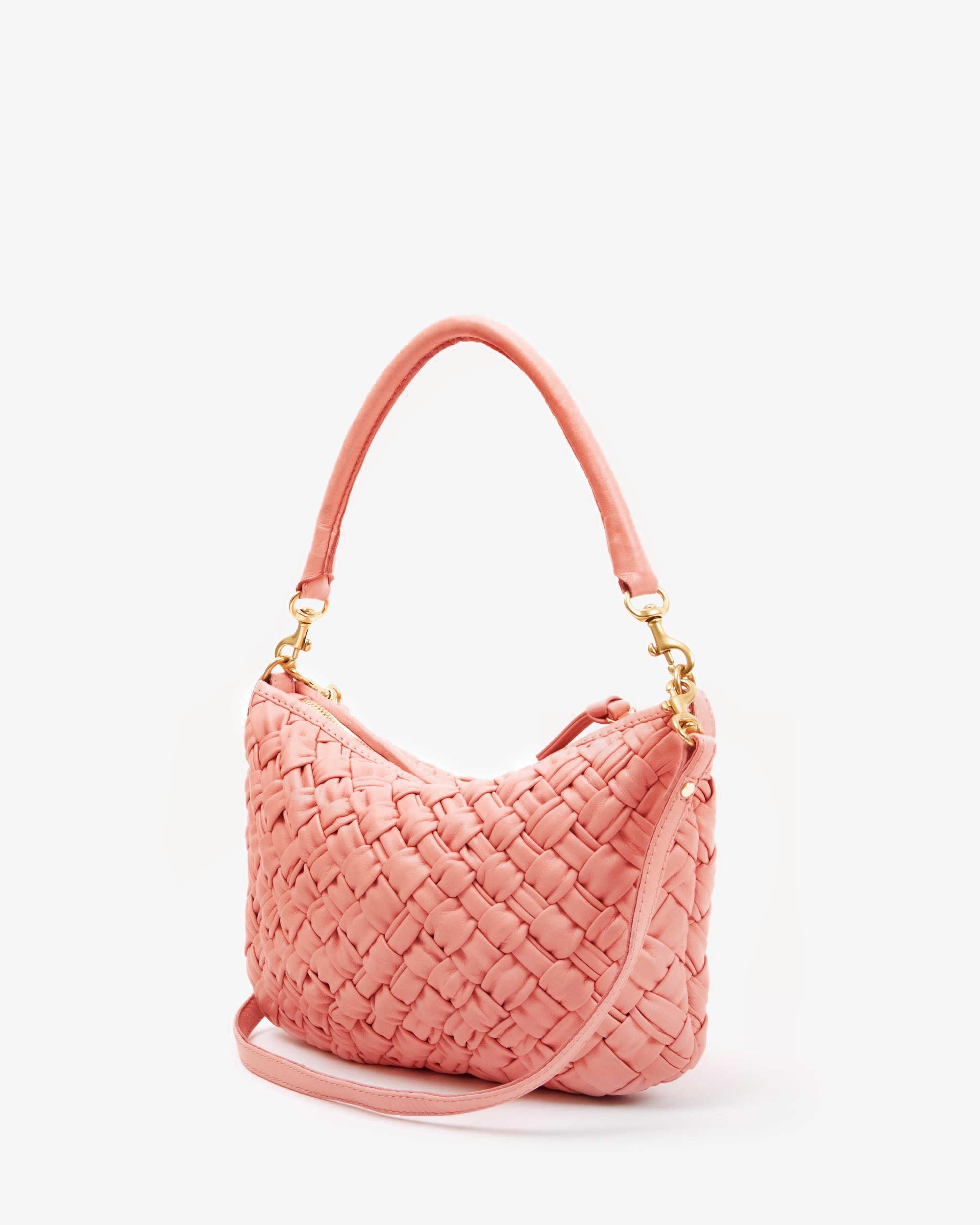 Petit Medium Messenger Bag in Blush Pink - Stylish Puffy Woven Crossbody Purse for Women, Perfect for Work, Travel and Everyday Use