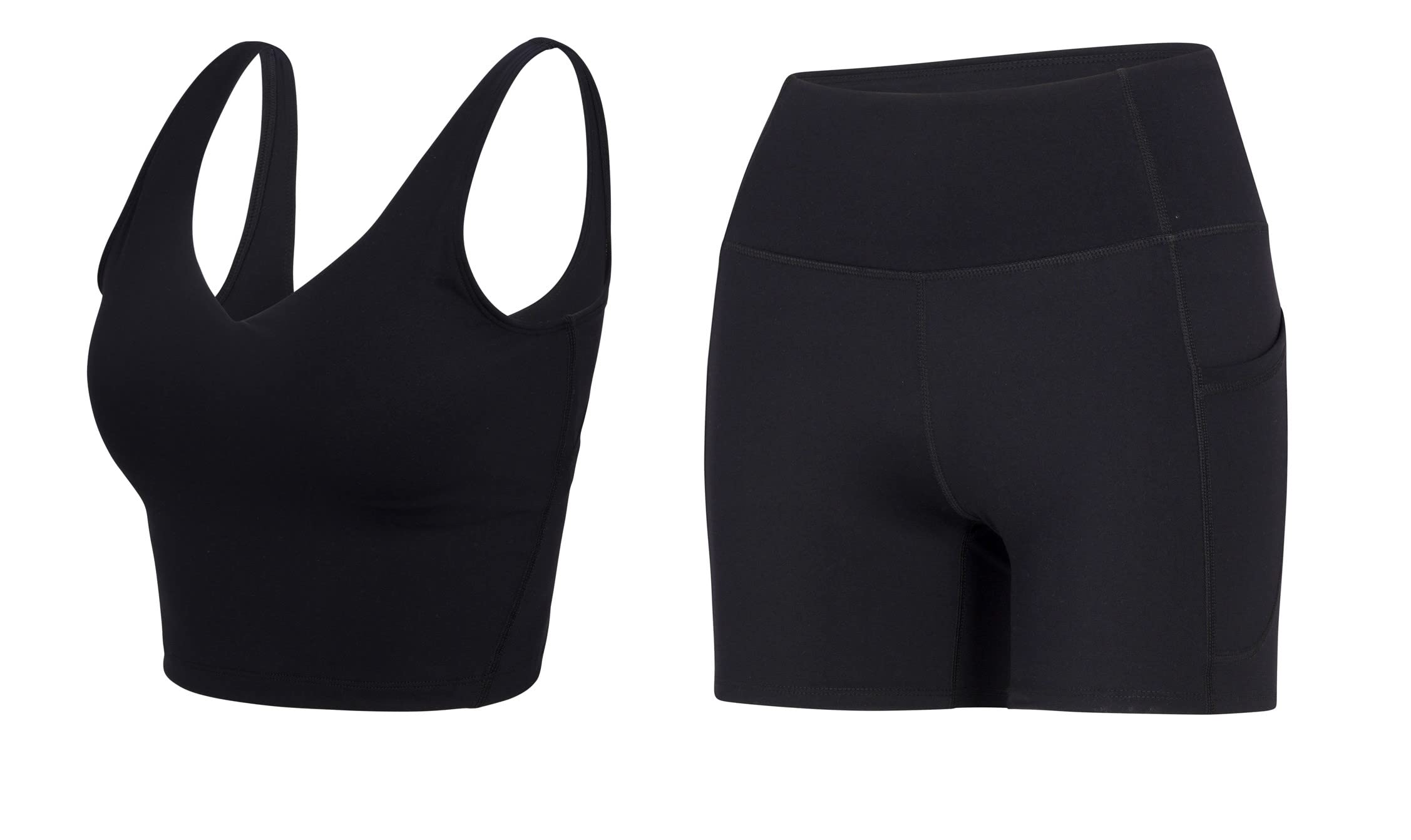 Women's 2-Piece Seamless Ribbed Workout Set - Crop Tank Top & High Waist Yoga Shorts | Gym, Running, Yoga & Lounge Wear