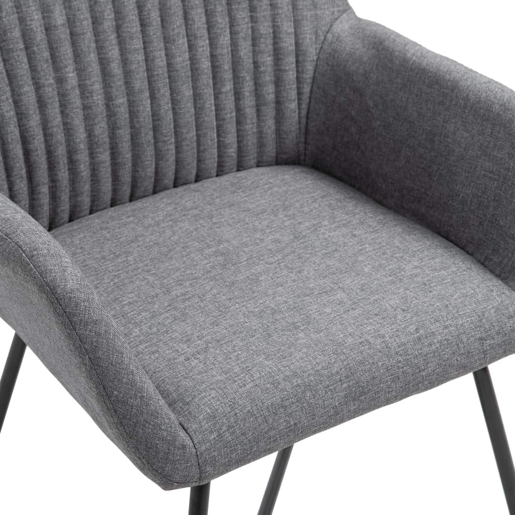 SKM Modern Dining Chairs Set of 2 - Dark Gray Fabric Upholstered Kitchen Chairs with Sturdy Metal Legs (Model 9808) - Perfect for Dining Room, Kitchen, Breakfast Nook & Small Space
