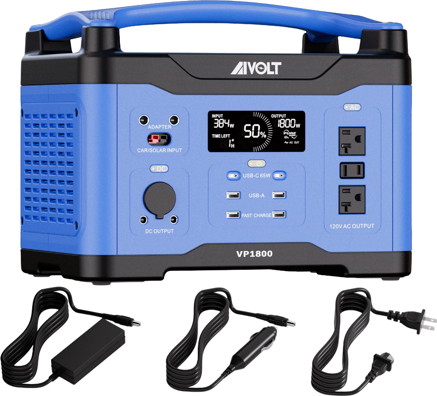 Aivolt VP1800 1602Wh/1800W Portable Power Station with Solar Charging - Reliable Backup Power for Camping, Emergencies & Outdoor Adventures