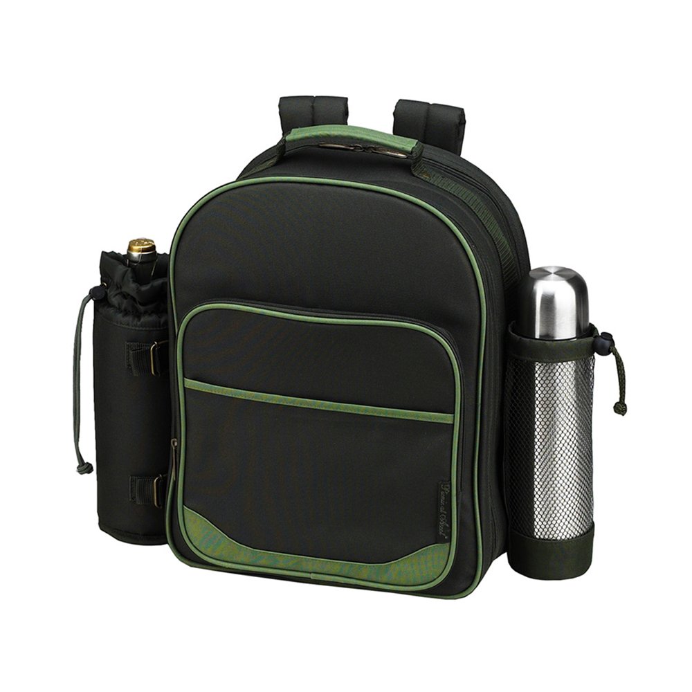 Premium 2-Person Picnic Backpack Set with Insulated Cooler, Wine Holder & Coffee Service - Forest Green Picnic Essentials for Outdoor Adventures, Beach Trips & Romantic Dates