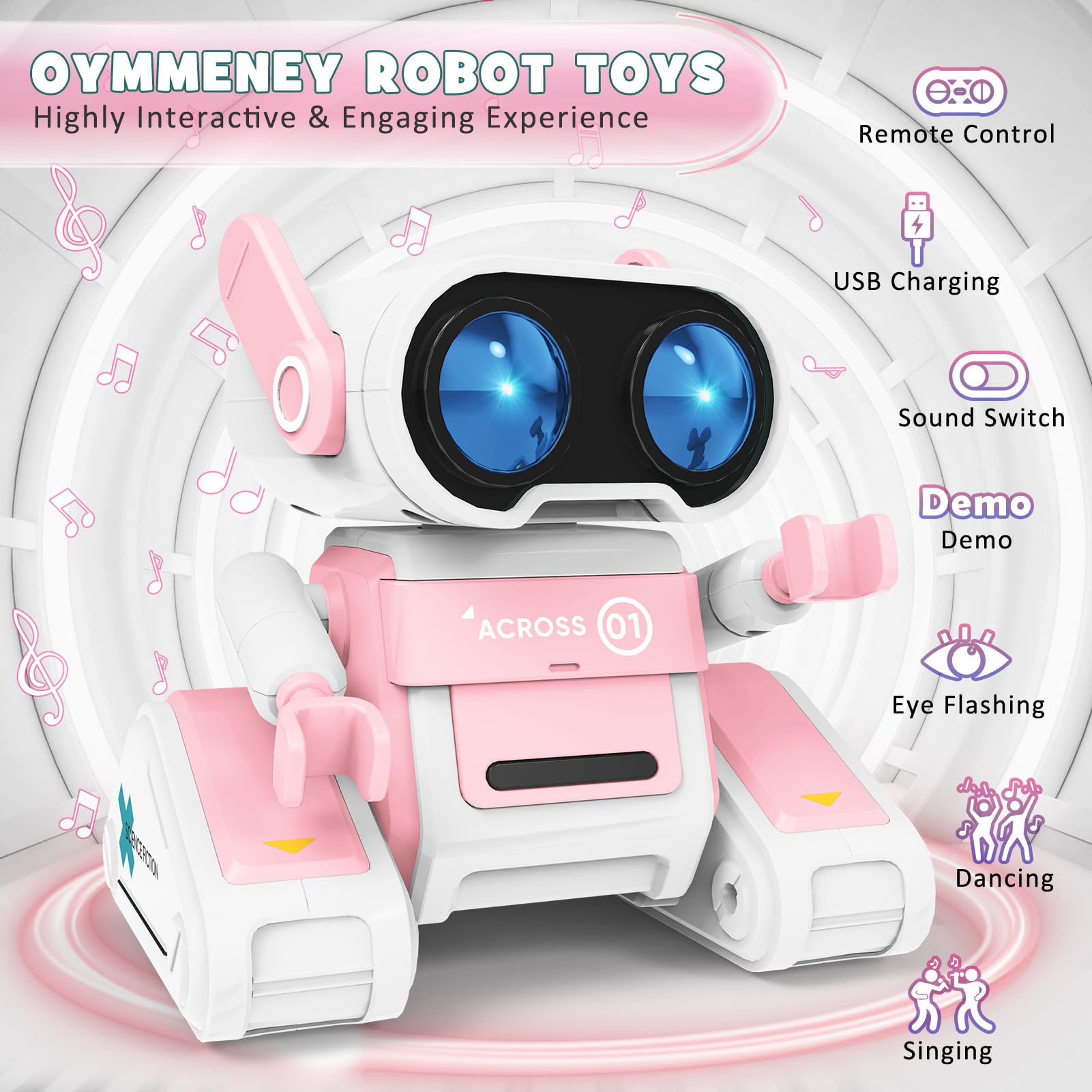 Interactive RC Robot Toy for Kids Ages 3-9 - Remote Control Dancing Robot with LED Eyes, Flexible Head & Arms, Music & Cool Moves - Perfect Birthday Gift for Boys & Girls - Fun STEM Learning Toy for Indoor Play & Party Entertainment
