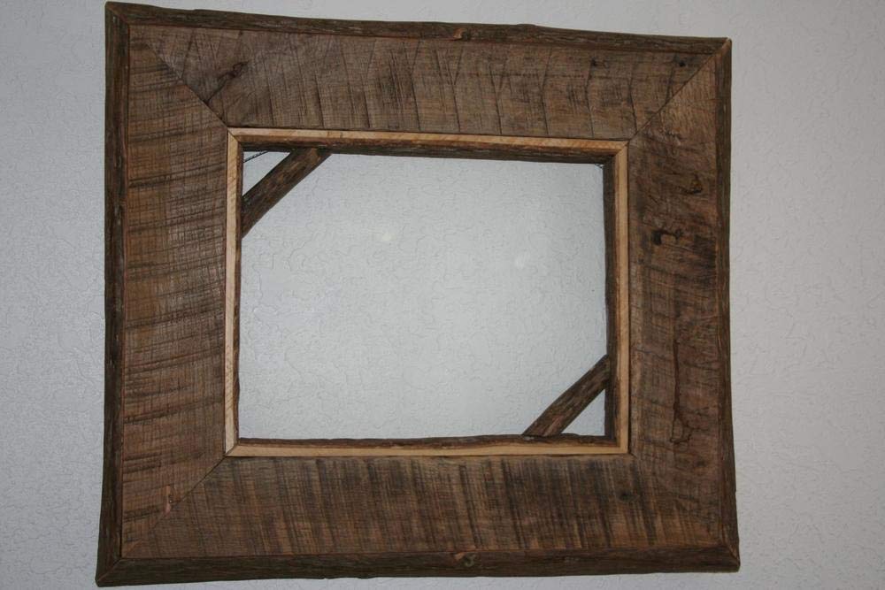 Handmade Barn Wood Hickory Picture Frame - Rustic Vintage Style for Wall Decor, Home & Office Display - Perfect for Family Photos, Artwork, and Memorabilia