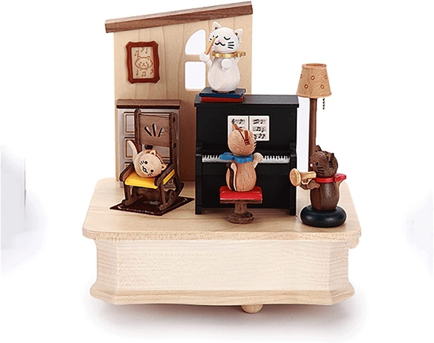 Cat Music Box - Handcrafted Piano Music Box Gift for Girls, Boys & Kids | Perfect Birthday Present with 4 Cats Conducting | Ideal for Bedroom Decor, Nursery, and Special Occasions