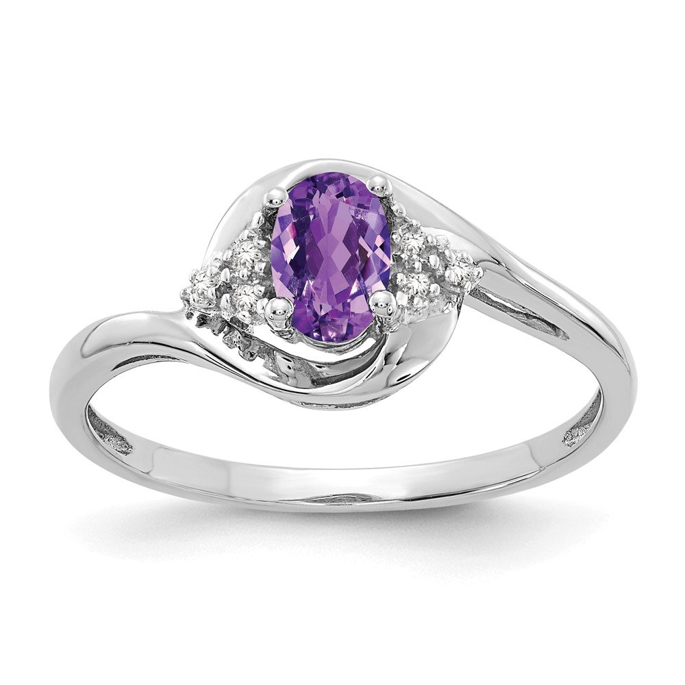 14K White Gold Amethyst and Diamond Engagement Ring - February Birthstone Jewelry for Women, 0.02cttw | Perfect for Valentine's Day, Anniversary & Proposal Gifts