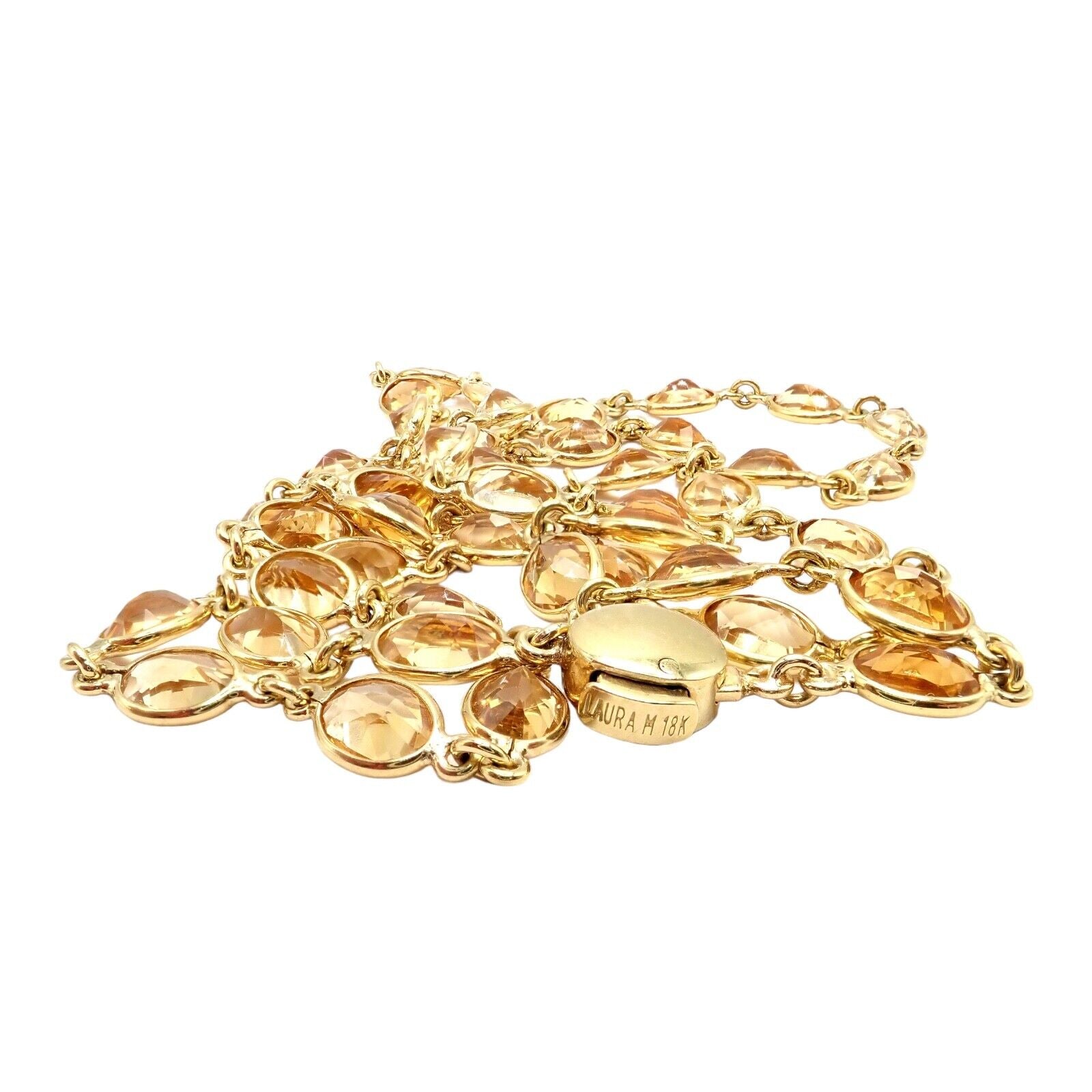 Authentic Laura Munder 18k Yellow Gold Citrine Long 24 Necklace - Elegant Statement Jewelry for Women, Perfect for Parties, Weddings & Special Occasions