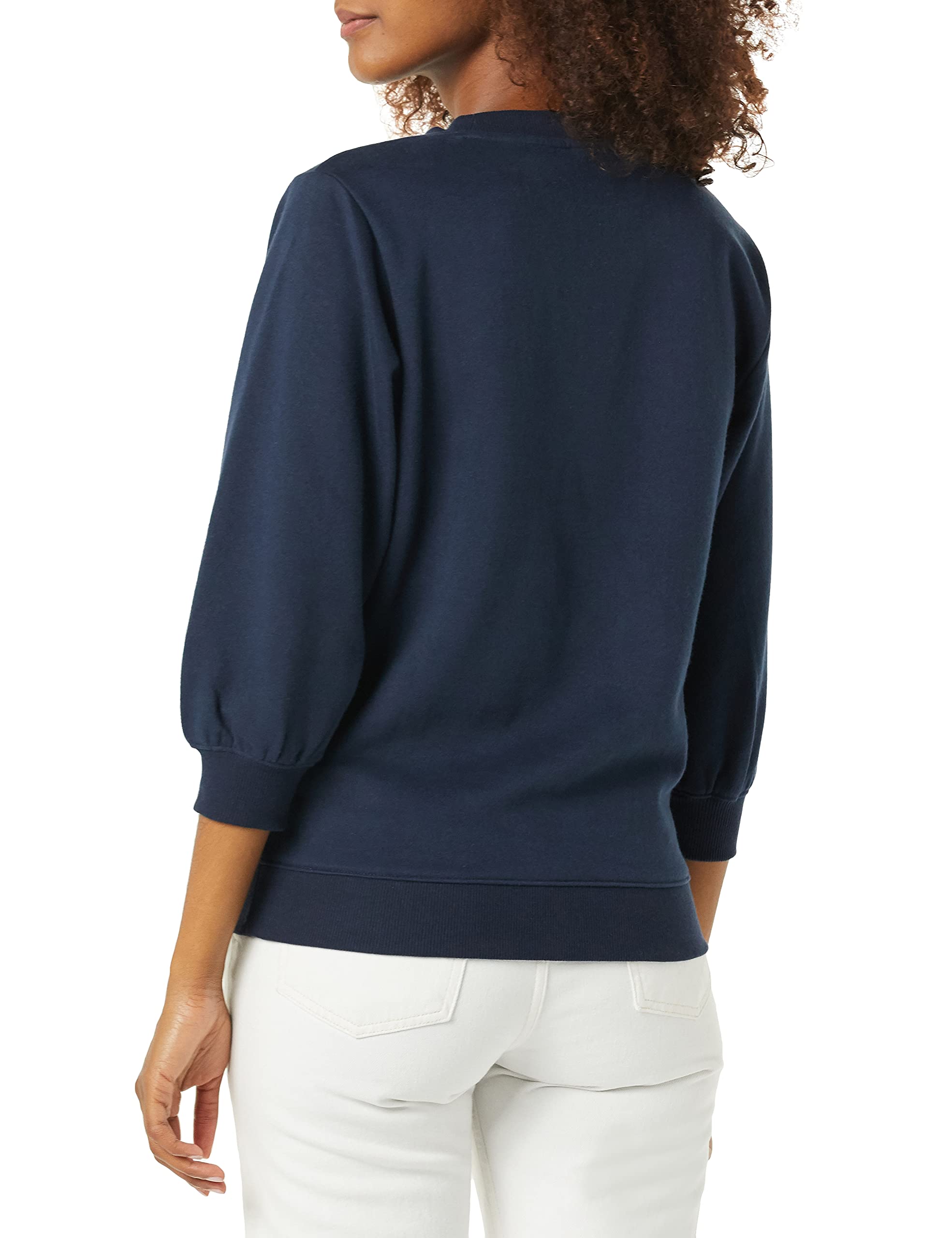 Amazon Essentials Women's Fleece Sleeve Detail Crewneck Sweatshirt - Soft Casual Pullover for Everyday Wear, Lounge & Outfits