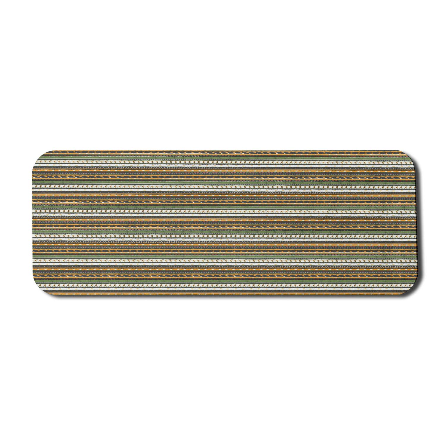 Ambesonne Tribal Computer Mouse Pad - Pastel Folkloric Pattern with Tiny Bird Footprints & Heart Design, Non-Slip Rubber Base, 31
