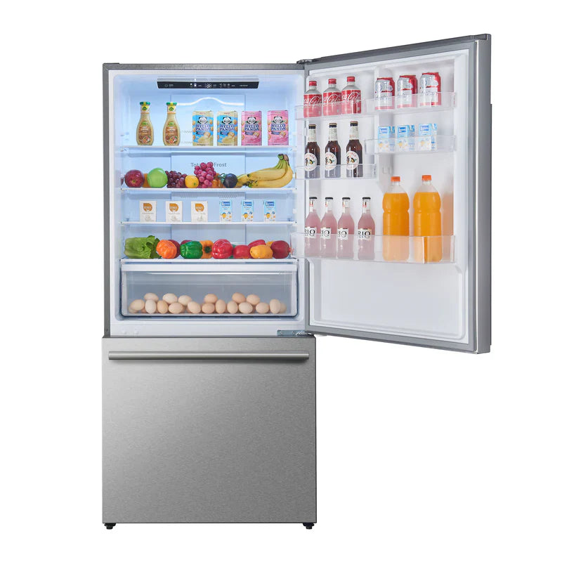 Forno Milano 31 Inch 17.2 cu.ft Bottom Freezer Refrigerator with Right Swing Door - Model FFFFD1785 | Energy Efficient Stainless Steel Kitchen Appliance for Home, Office, or Cafe Use