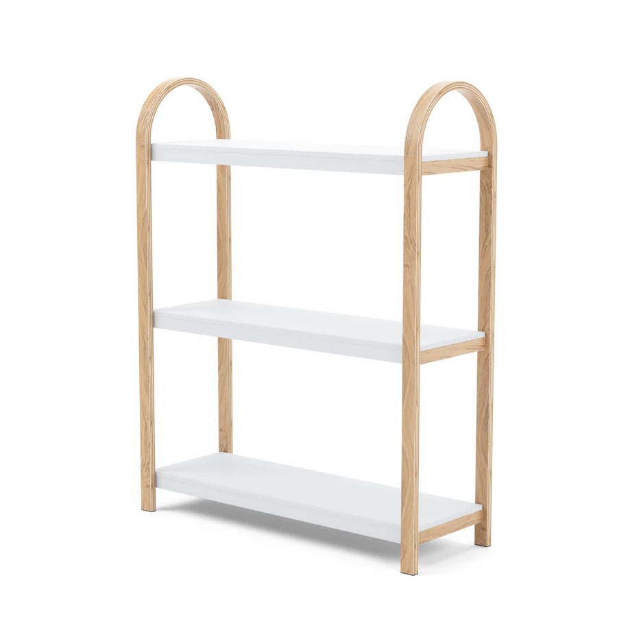 3-Tier White/Natural Freestanding Shelf - Bellwood Storage Organizer for Living Room, Bedroom, or Office