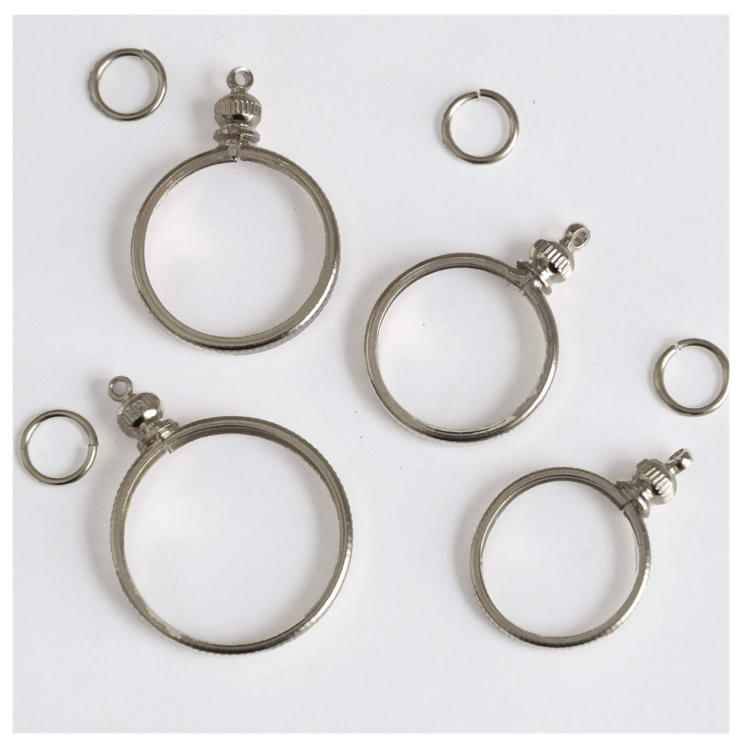 Silverton Coin Holders Bezel Set of 4 - USA Penny, Nickel, Dime & Quarter - Perfect for Coin Collectors, Jewelry Making & Gift Giving