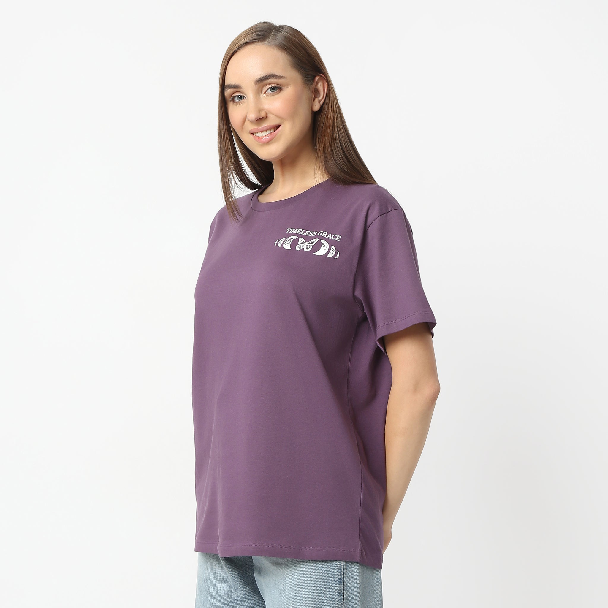 Oversized Printed Round Neck Short Sleeve T-Shirt for Women | Comfortable Cotton Casual Tee | Perfect for Summer, Streetwear & Everyday Outfits