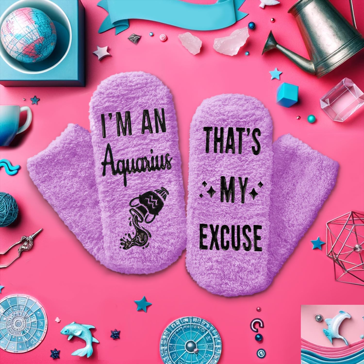 Zodiac Birthday Gifts for Women - Astrology Constellation Horoscope Socks | Fuzzy Space Galaxy Print Socks for Women | Perfect Gift for Aries, Taurus, Gemini & All Star Signs | Birthday, Christmas & Cosplay Gifts