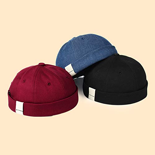 Men's Docker Cap Beanie - Adjustable Sailor Worker Hat with Rolled Cuff & Brimless Retro Design - Perfect for Winter, Outdoor Work, and Casual Streetwear