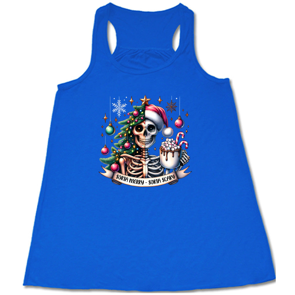 Sorta Merry Sorta Scary Shirt - Funny Christmas Halloween Graphic Tee for Men & Women - Perfect for Holiday Parties & Costume Events
