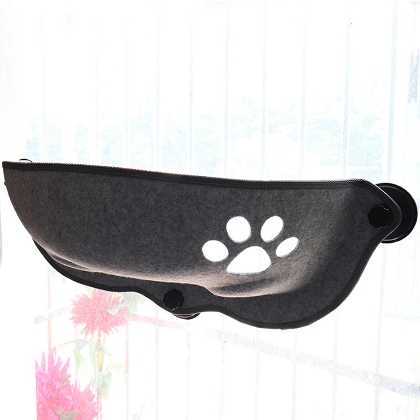 Premium Cat Window Hammock with Strong Suction Cups - Cozy Perch Bed for Cats to Lounge, Sunbathe & Relax - Perfect for Apartments & Sunny Windows - Gray Pet Furniture for Indoor Cats
