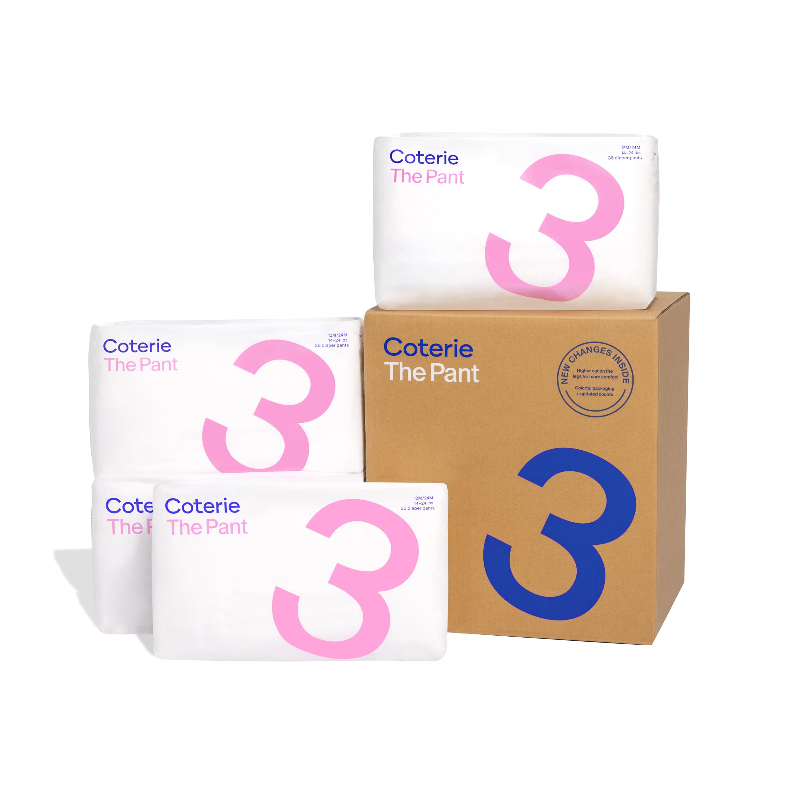 **Coterie The Pant Pull-Up Diapers for Sensitive Skin – Hypoallergenic, Super Absorbent Overnight Leak Protection – Size 3 (14-24 lbs) – 144 Count – Ideal for Babies 12-24 Months – Perfect for Nighttime and Active Toddlers**