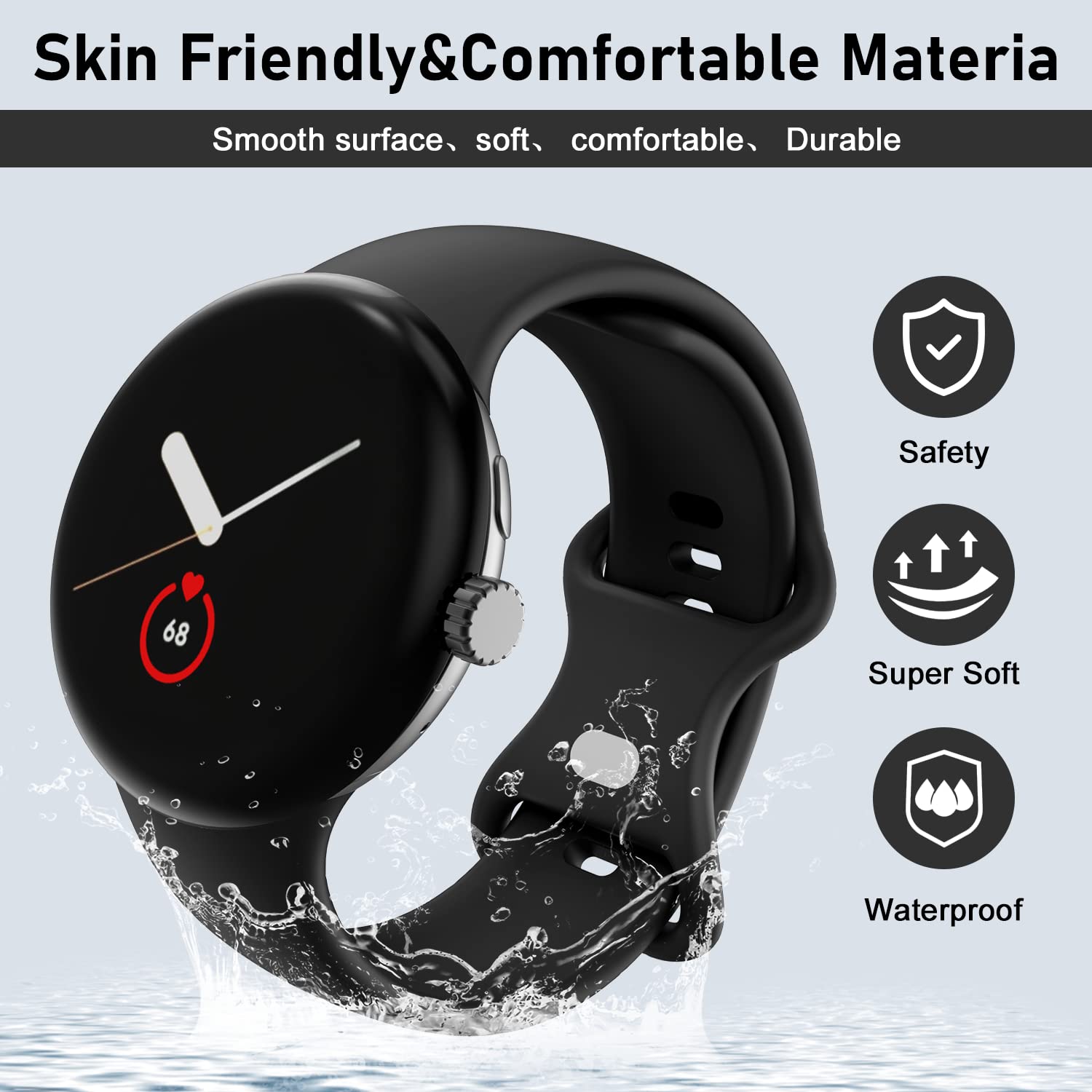 OVERSTEP Compatible with Google Pixel Watch 3/2 Band 41mm - Soft Silicone Replacement Strap with Metal Buckle for Women & Men - Perfect for Workouts, Daily Wear & Smartwatch Accessories