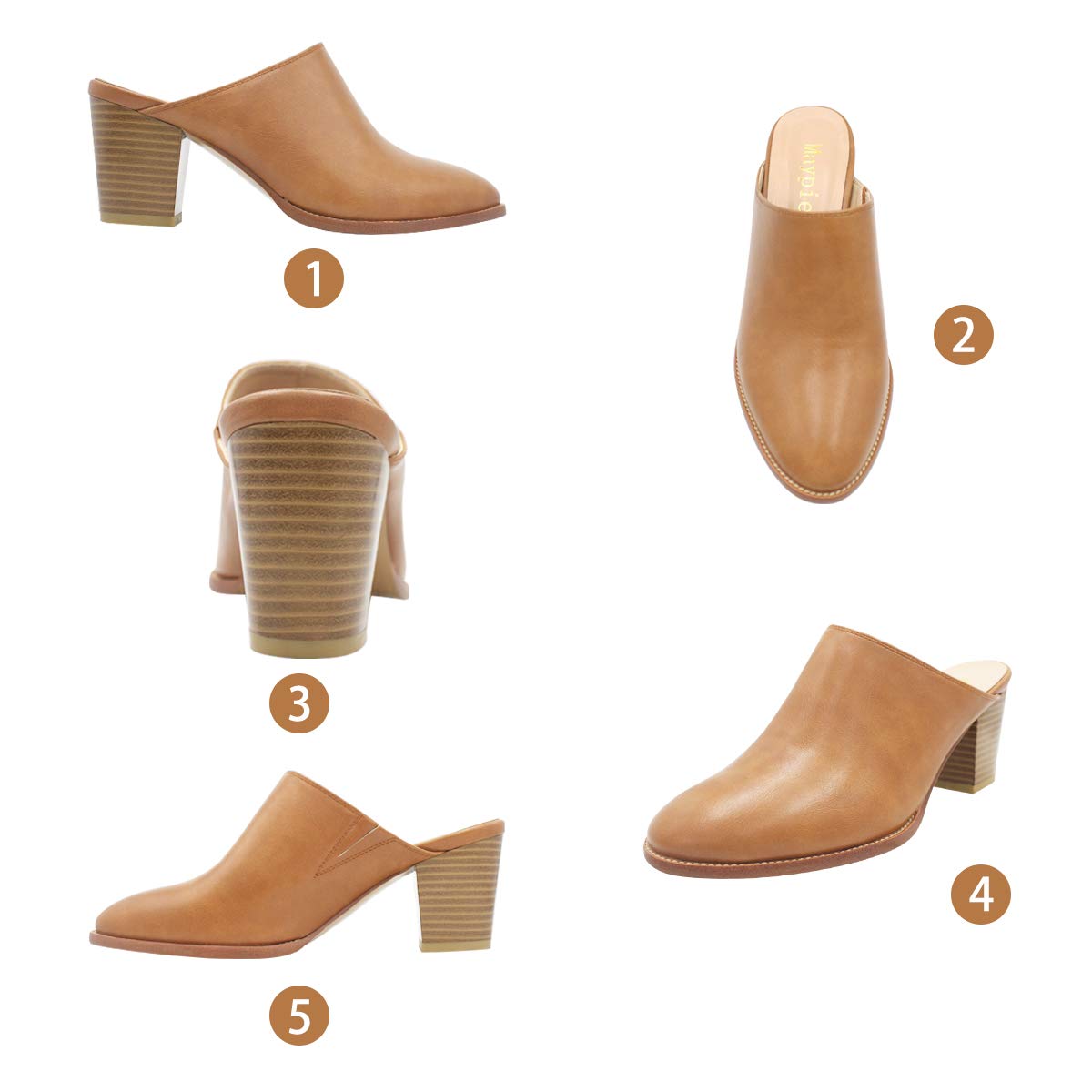 Maypie Women's Chunky Heel Mules & Clogs - Comfortable Closed Toe Bootie Pumps Slides Shoes for Casual Outfits, Office Wear & Date Nights