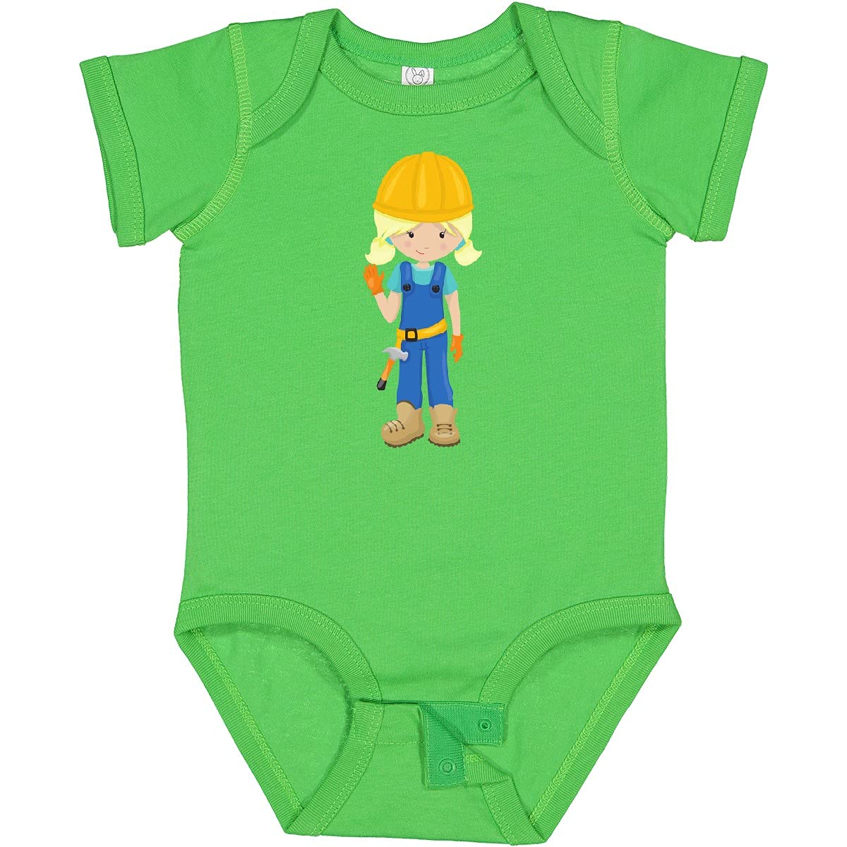Inktastic Construction Girl Baby Bodysuit - Cute Blonde Hair Hammer Design for Toddlers - Perfect for Playdates, Construction-Themed Parties & DIY Projects