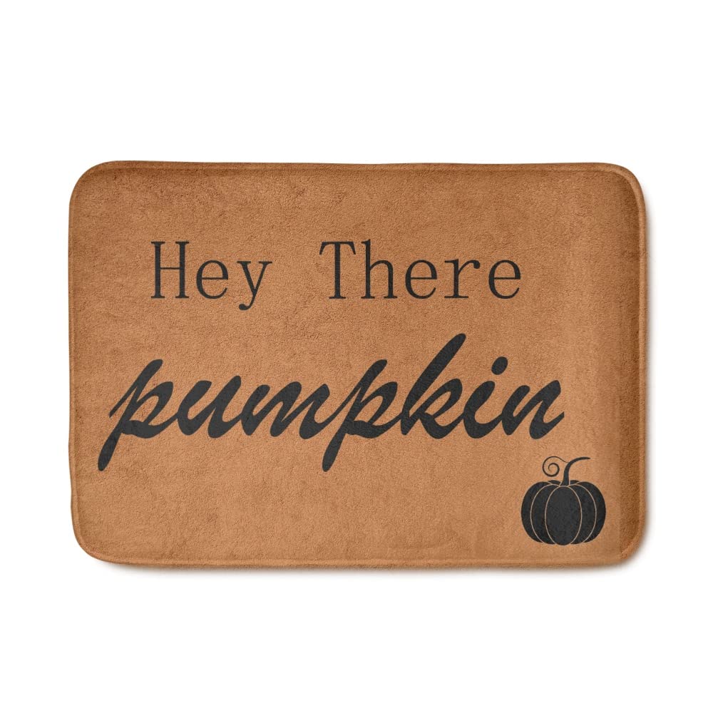 Hey There Pumpkin Fall Funny Doormat - 23.6x15.7 Inch Non-Slip Bathroom Rug, Soft Plush Absorbent Welcome Mat for Entryway, Washable Indoor Floor Mat for Bedroom, Living Room & Front Door - Perfect for Autumn Decor & Cozy Home Entrance