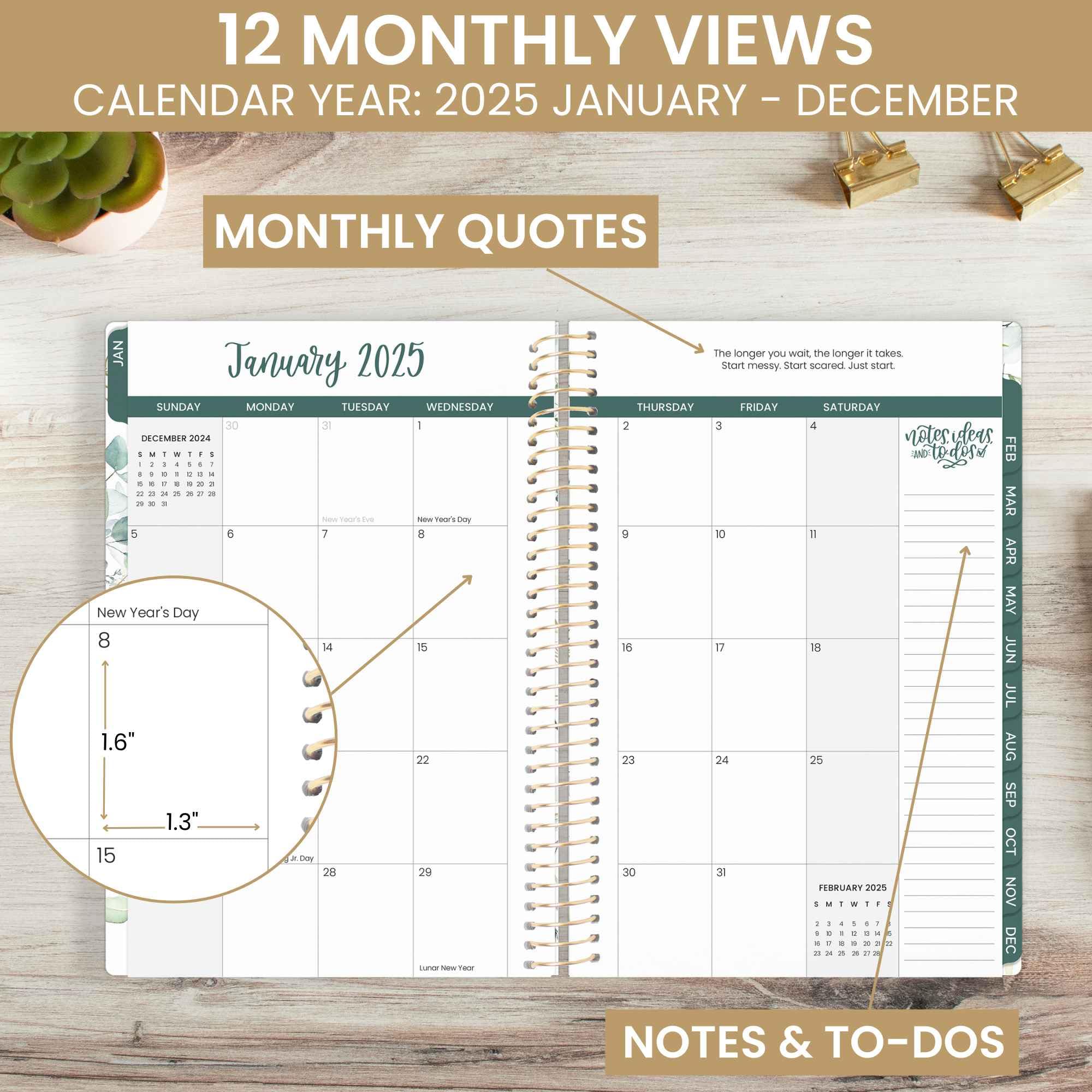 Bloom 2025 Daily Planner & Calendar (Jan-Dec 2025) - Weekly/Monthly Agenda, 5.5